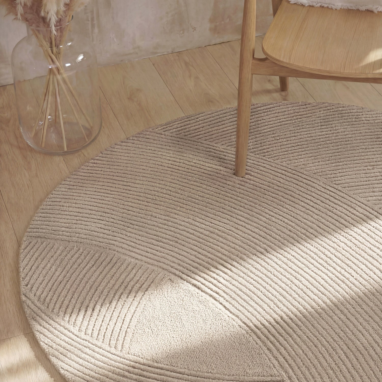 Tapis Rond Laine Sculpté Main Spirale Beige - Ted Baker