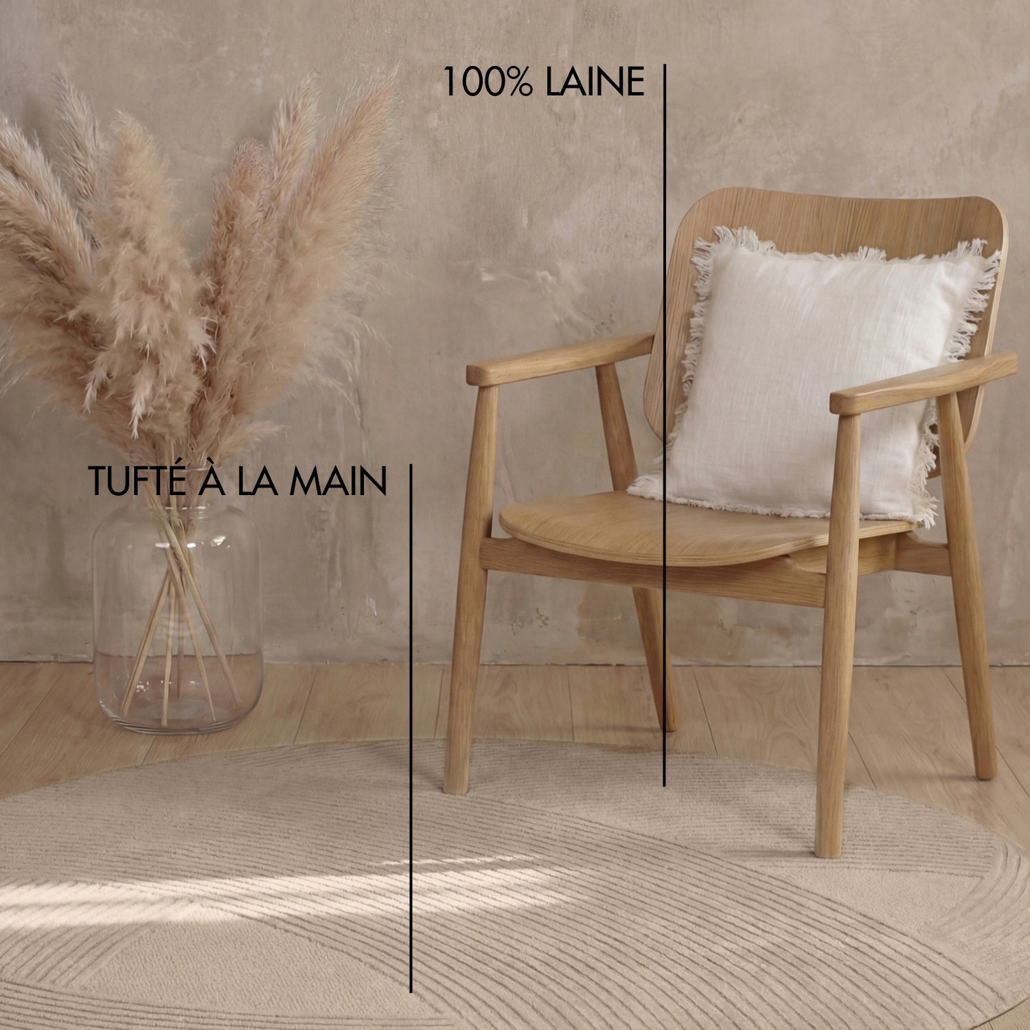 Tapis Rond Laine Sculpté Main Spirale Beige - Ted Baker