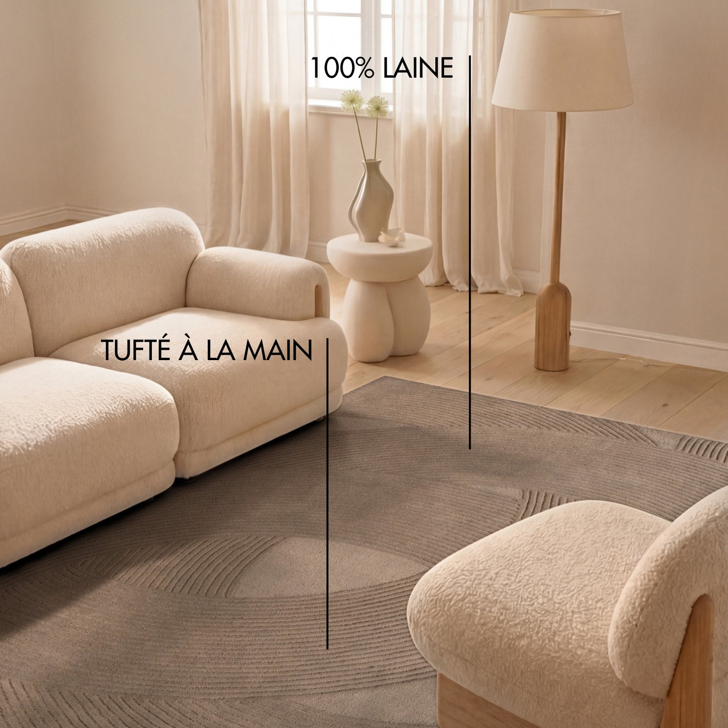 Tapis Laine Sculpté Main Spirale Marron - Ted Baker