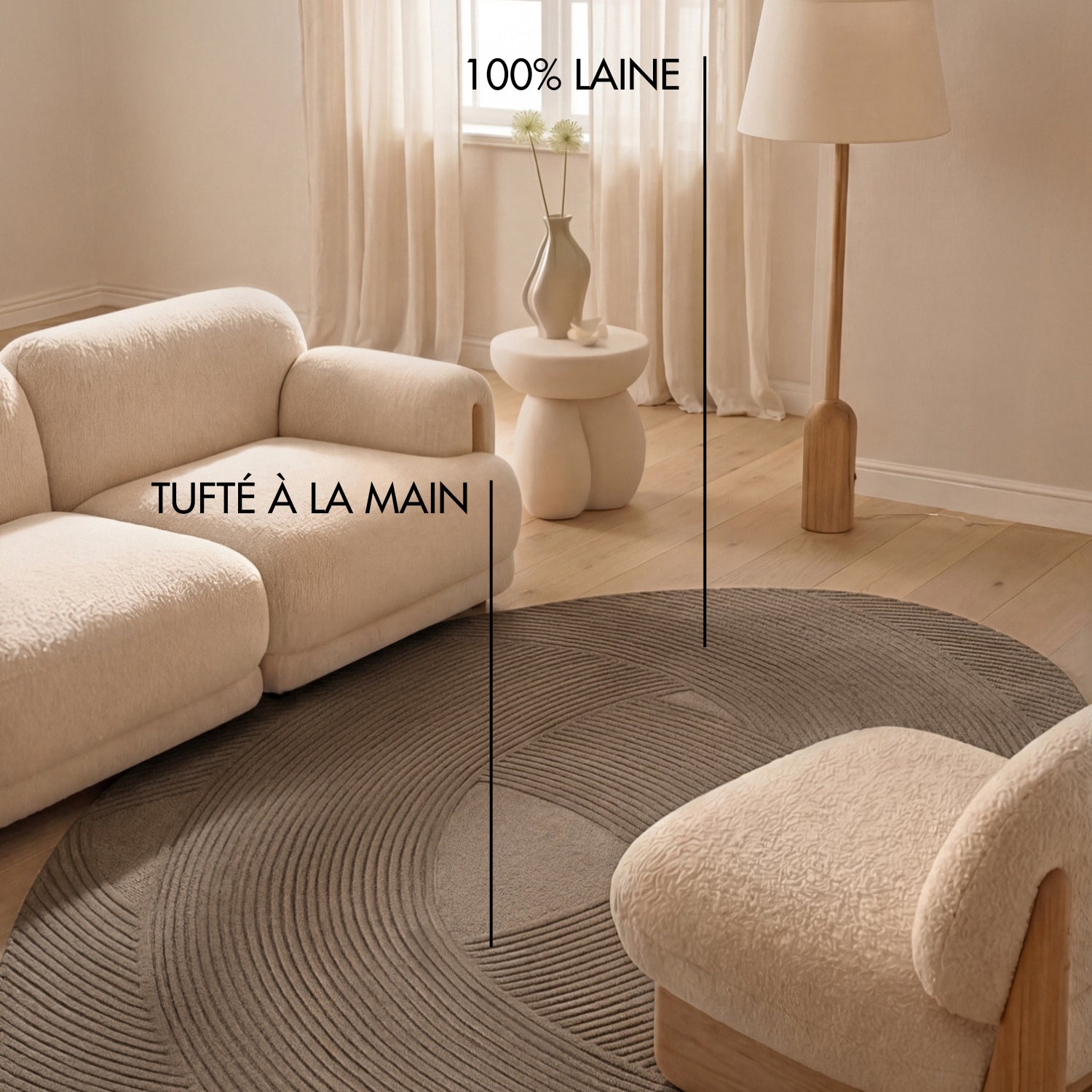 Tapis Organique Laine Sculpté Main Spirale Marron - Ted Baker