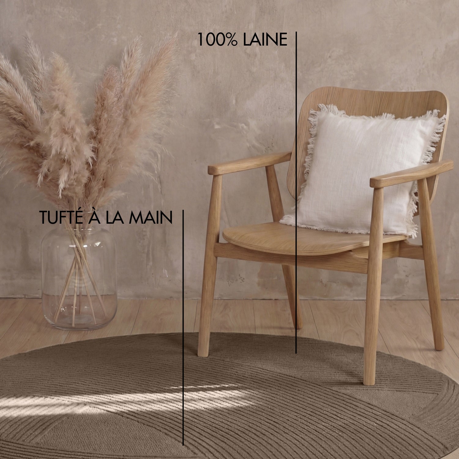 Tapis Rond Laine Sculpté Main Spirale Marron - Ted Baker
