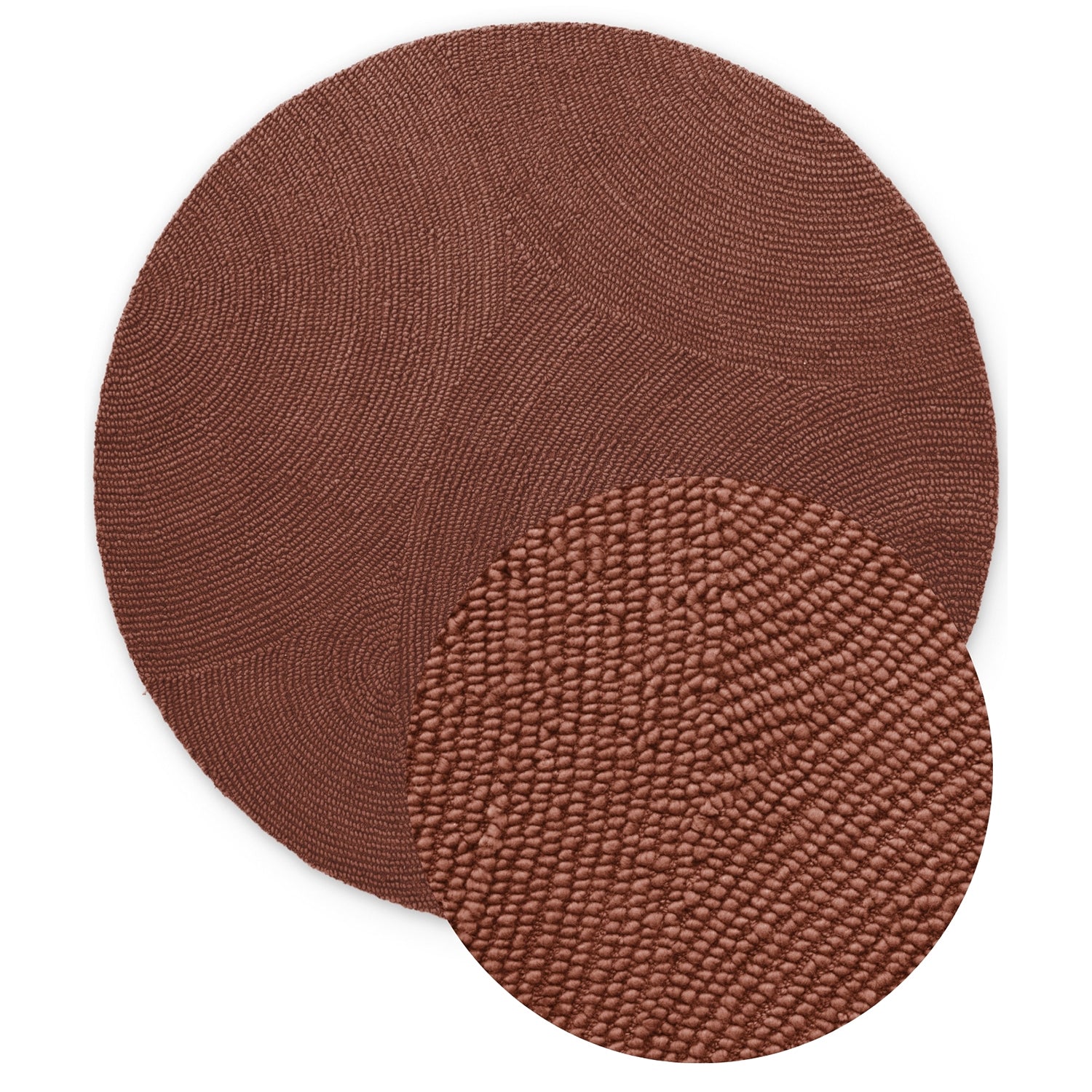 Tapis Rond Laine motifs arcs - Bordeau