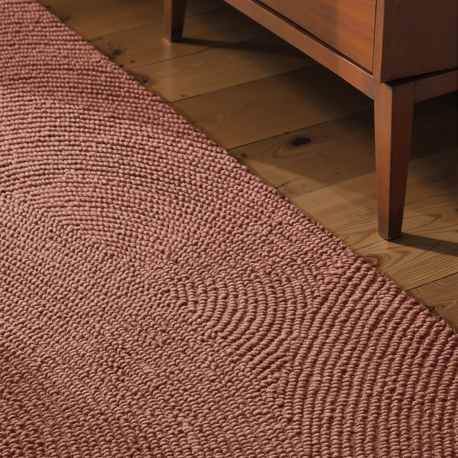 Tapis Couloir Laine motifs arcs - Rose Vintage