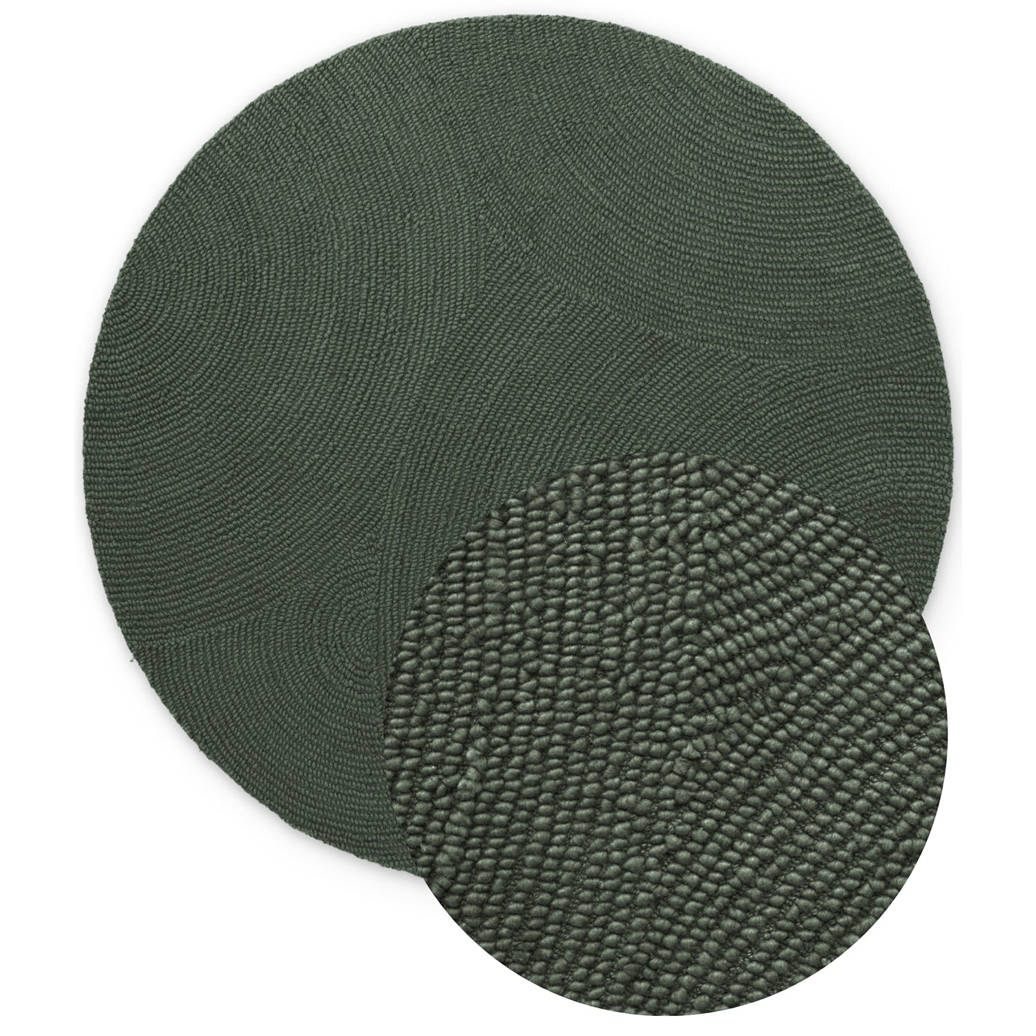 Tapis Rond Laine motifs arcs - Vert
