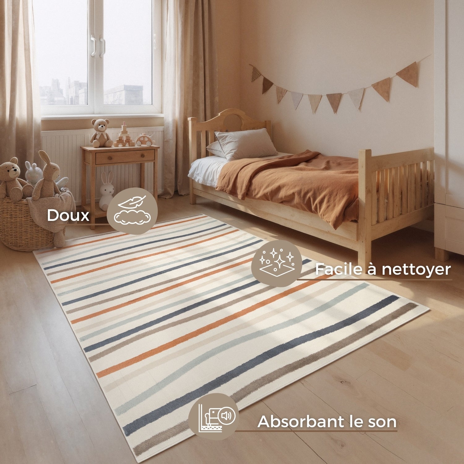 Tapis Enfant Lignes Colorées