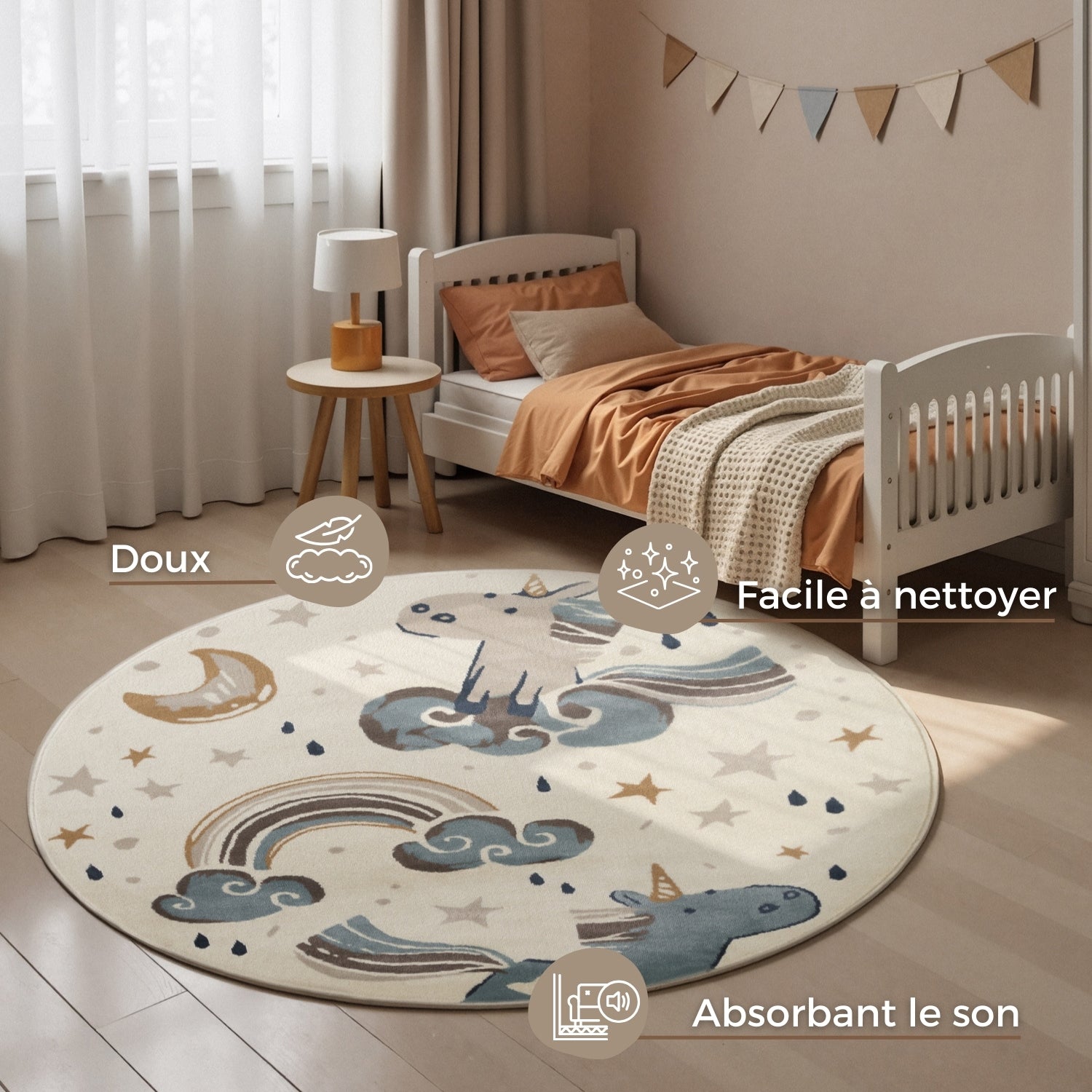 Tapis rond Enfant Unicorn
