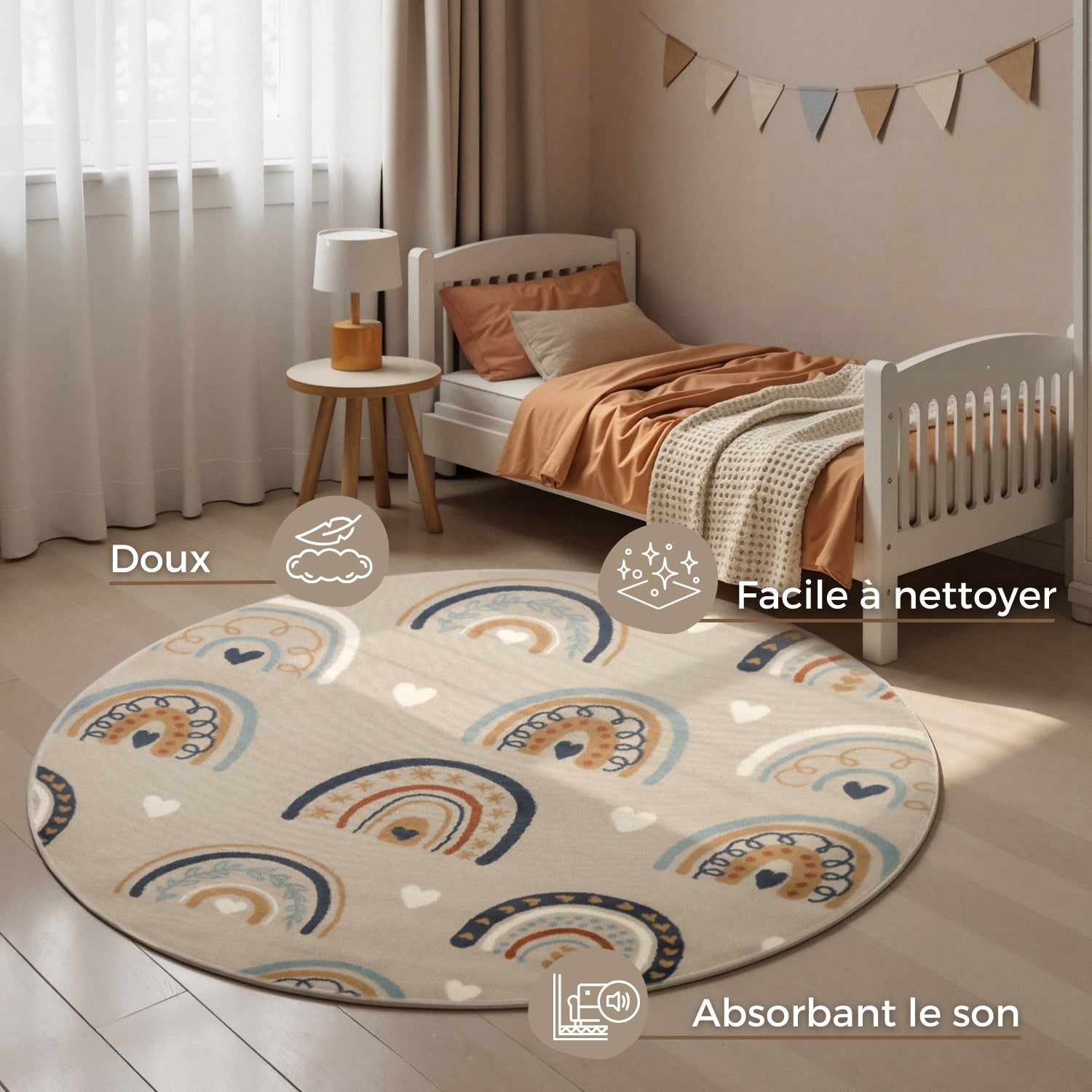 Tapis rond Enfant Color Loop Beige