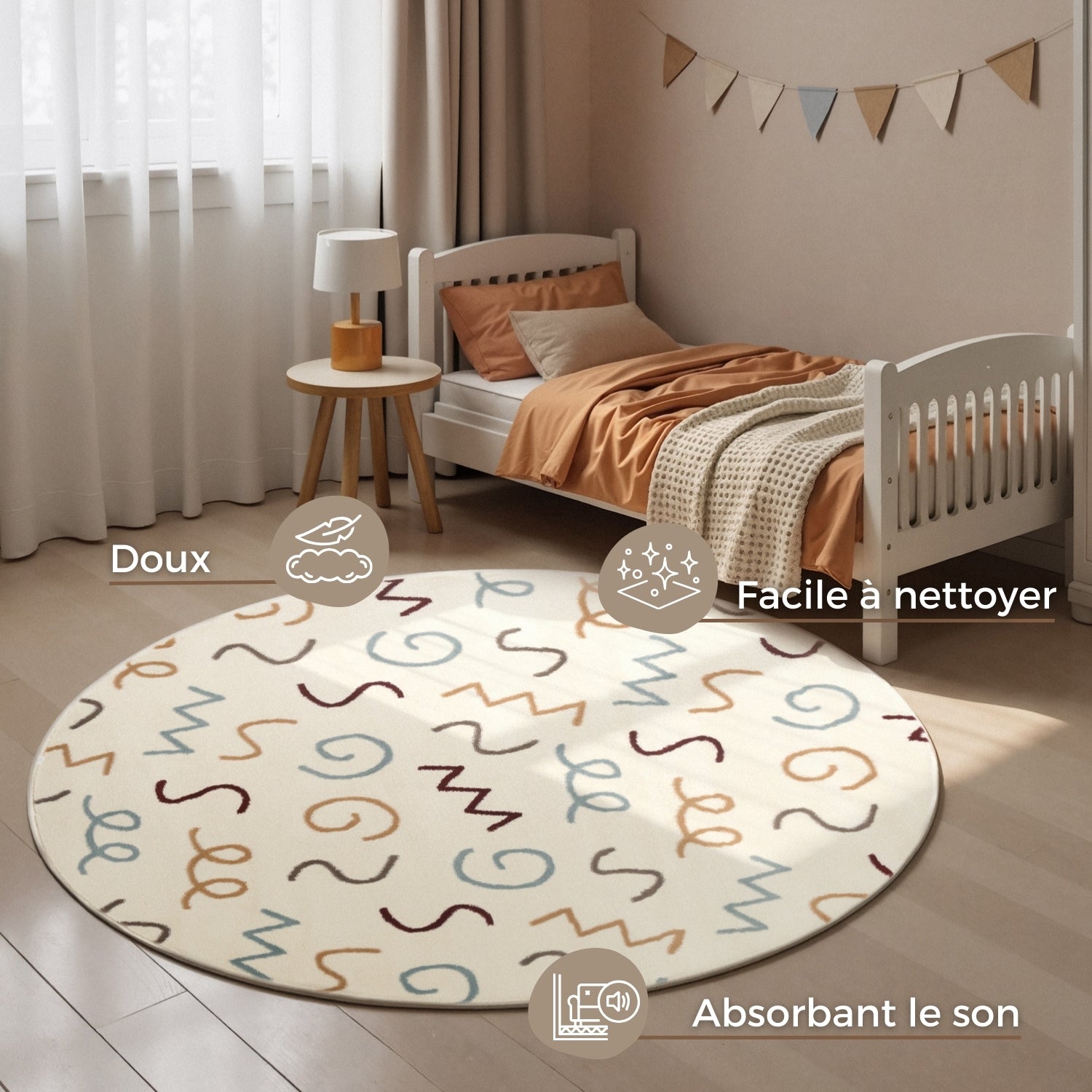 Tapis rond Enfant Crayon Multicolore