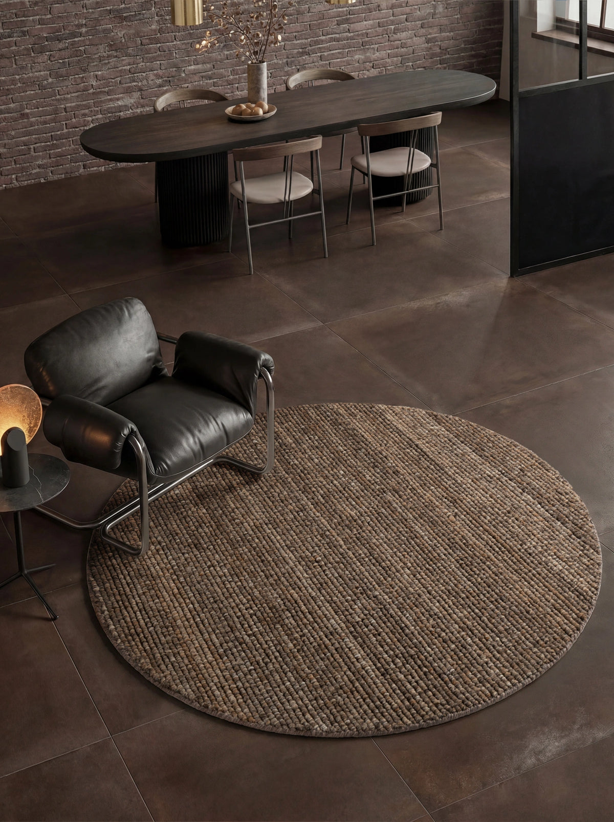 Tapis rond bouclé Yumi Marron - Villeroy &amp; Boch