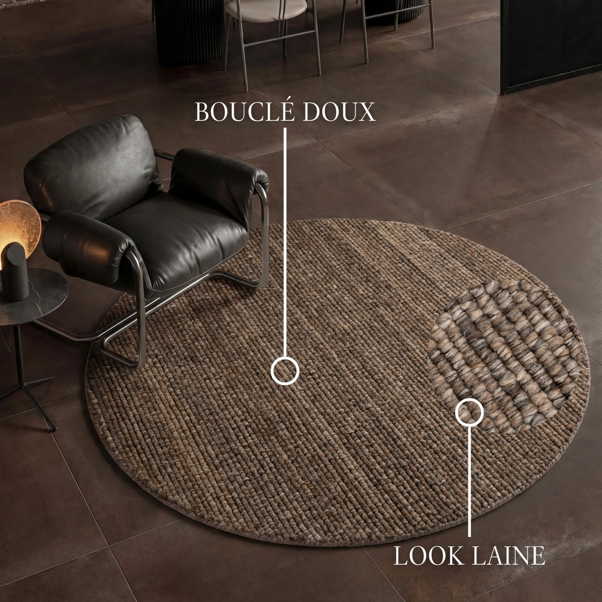 Tapis rond bouclé Yumi Marron - Villeroy &amp; Boch