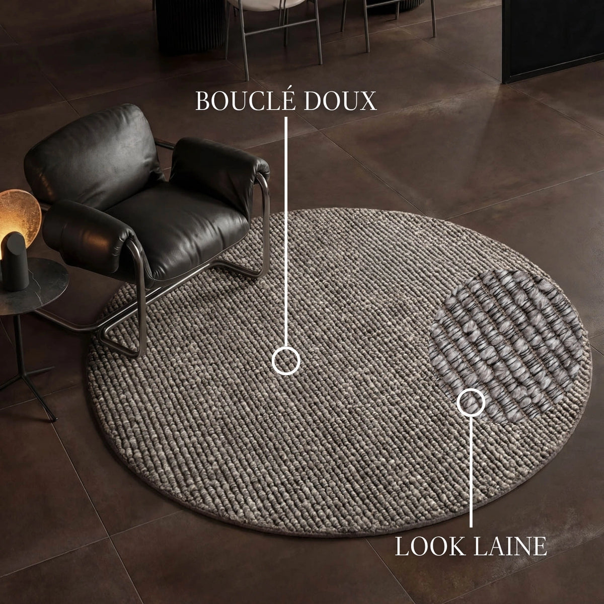 Tapis rond bouclé Yumi Gris Clair - Villeroy &amp; Boch