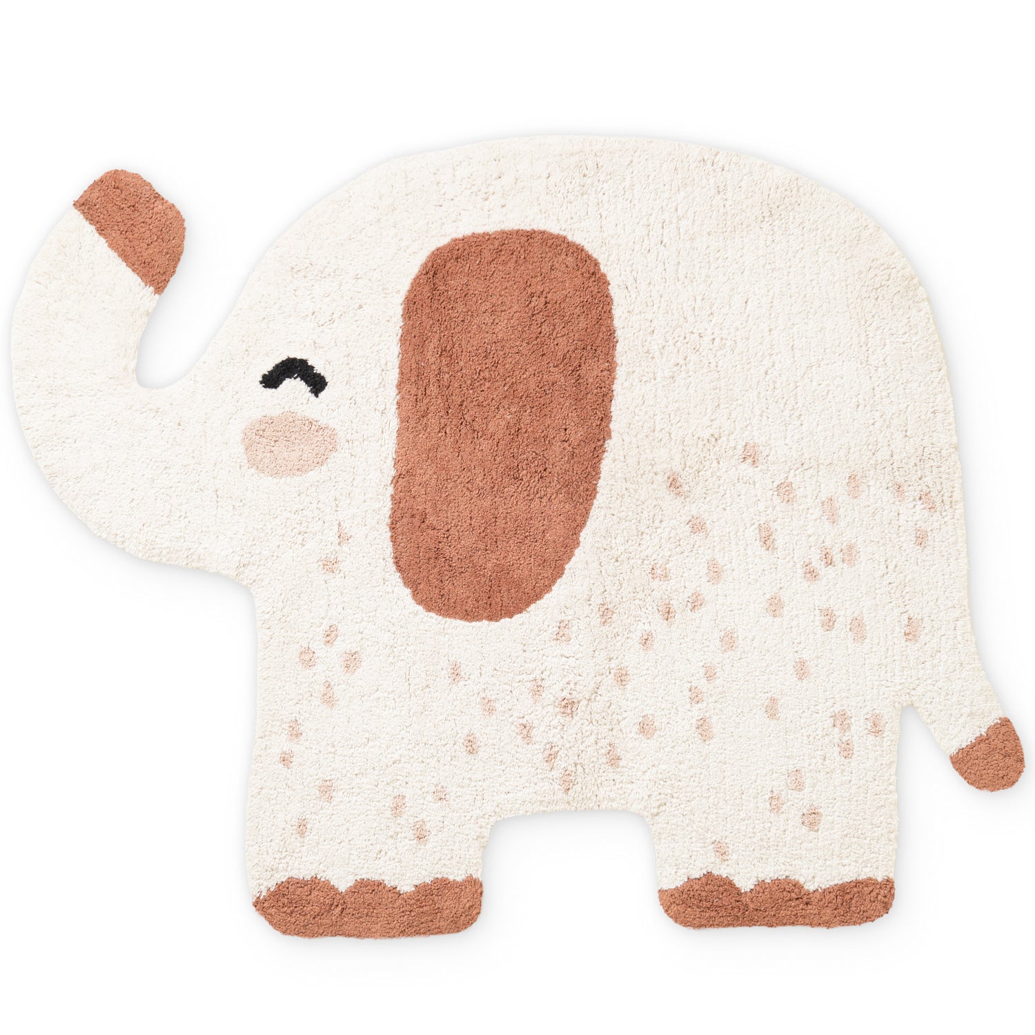 Tapis Enfant Forme Elephant Crème et Brun 95x120cm