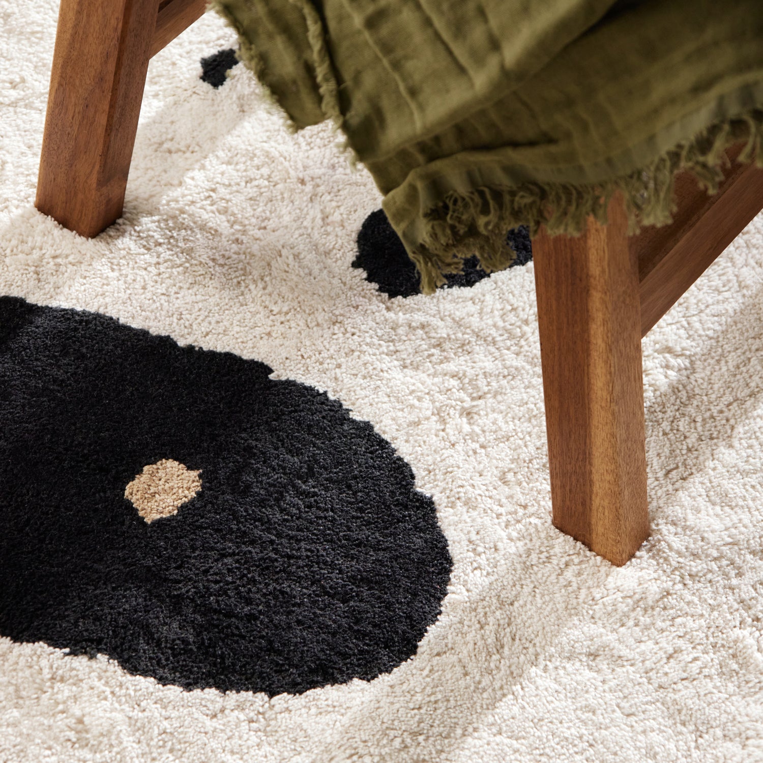 Tapis Enfant Tête Panda Crème et Noir 103x120cm