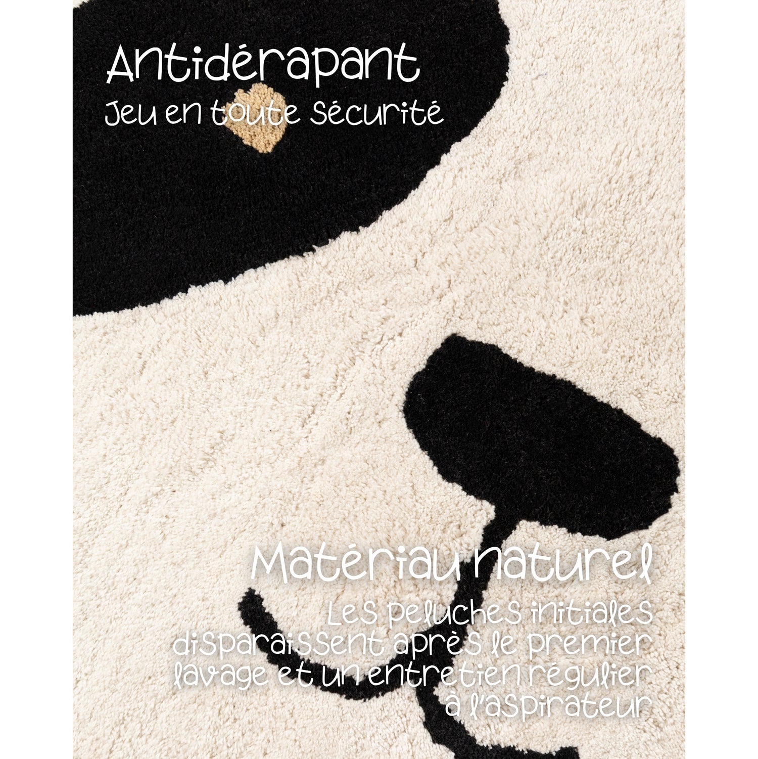 Tapis Enfant Tête Panda Crème et Noir 103x120cm