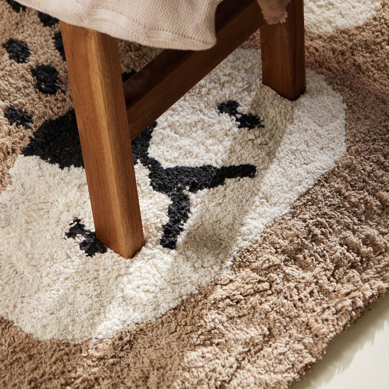 Tapis Enfant Tête Ours Beige 93x120cm