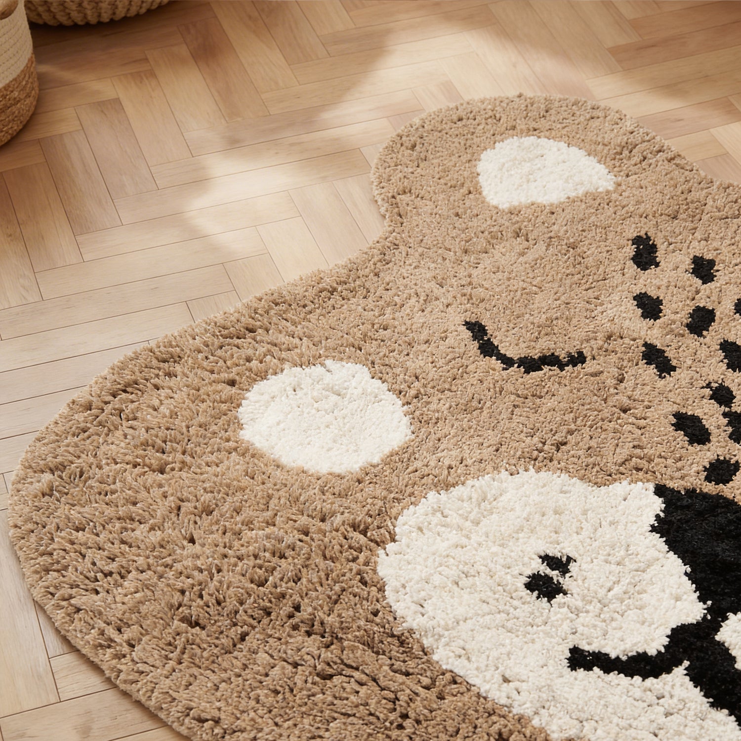 Tapis Enfant Tête Ours Beige 93x120cm