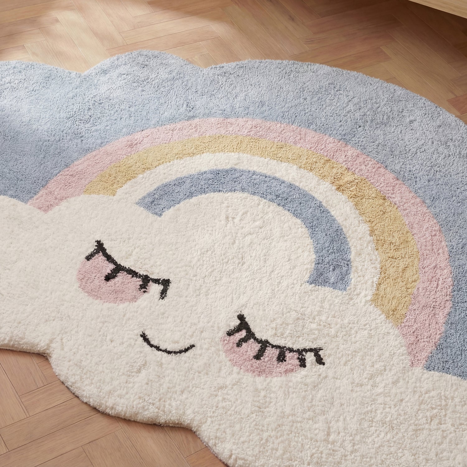 Tapis Enfant Forme Nuages Multicolore 140x200cm