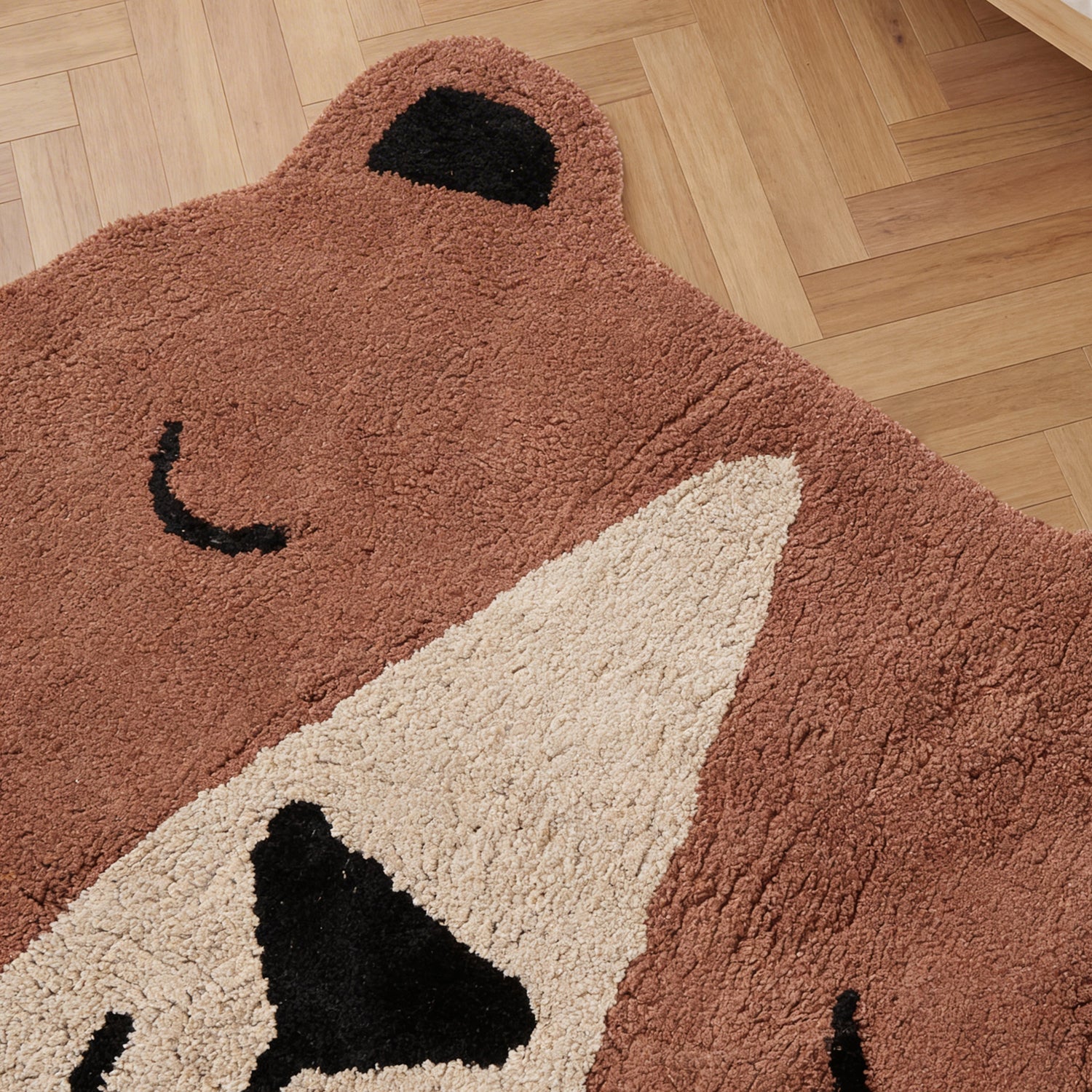 Tapis Enfant Tête Ours Benni Brun 101x120cm