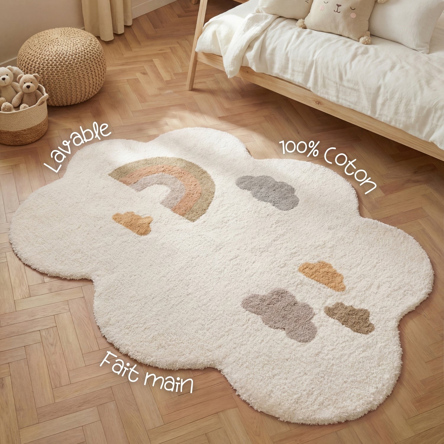 Tapis Enfant Forme Nuages Willy Multicolore 140x200cm