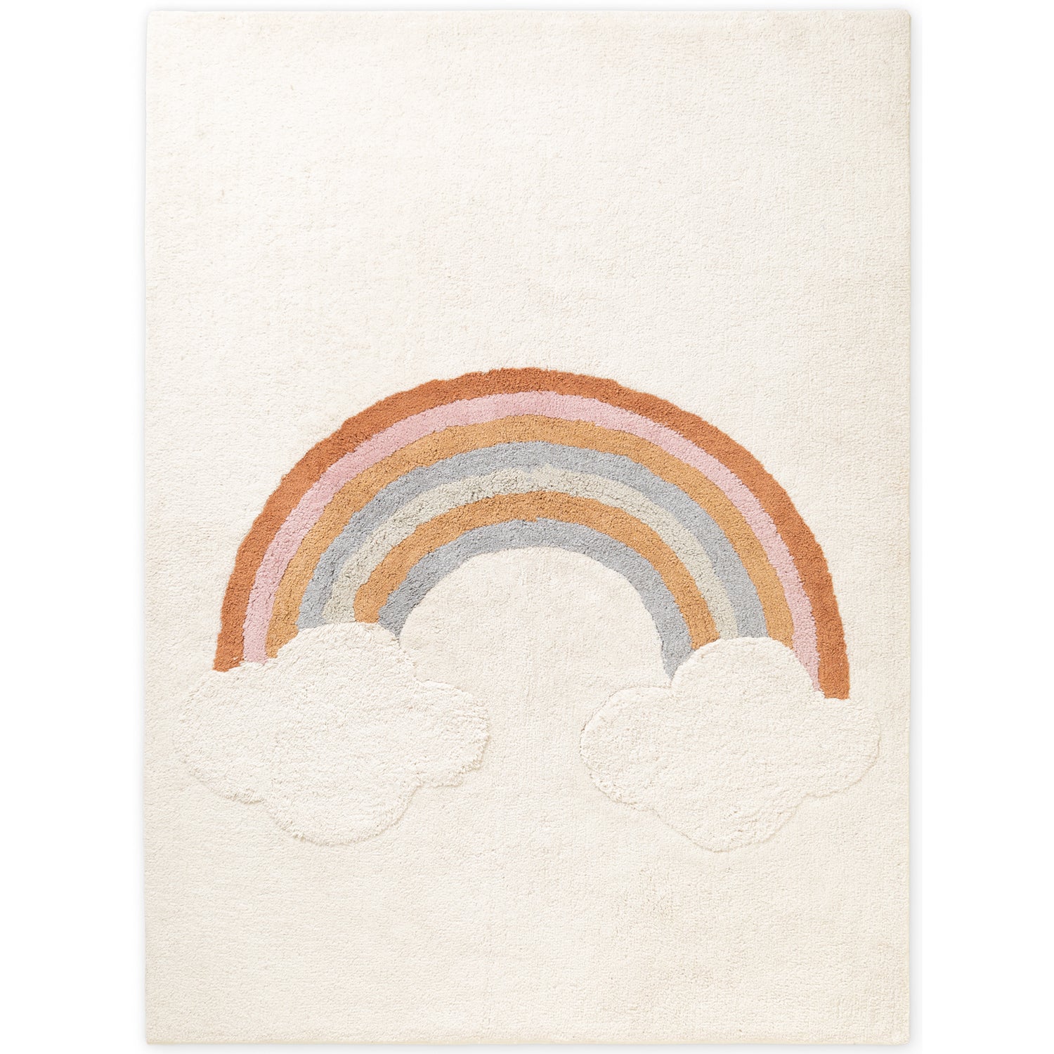 Tapis Enfant Arc en Ciel Crème et Multicolore 140x200cm