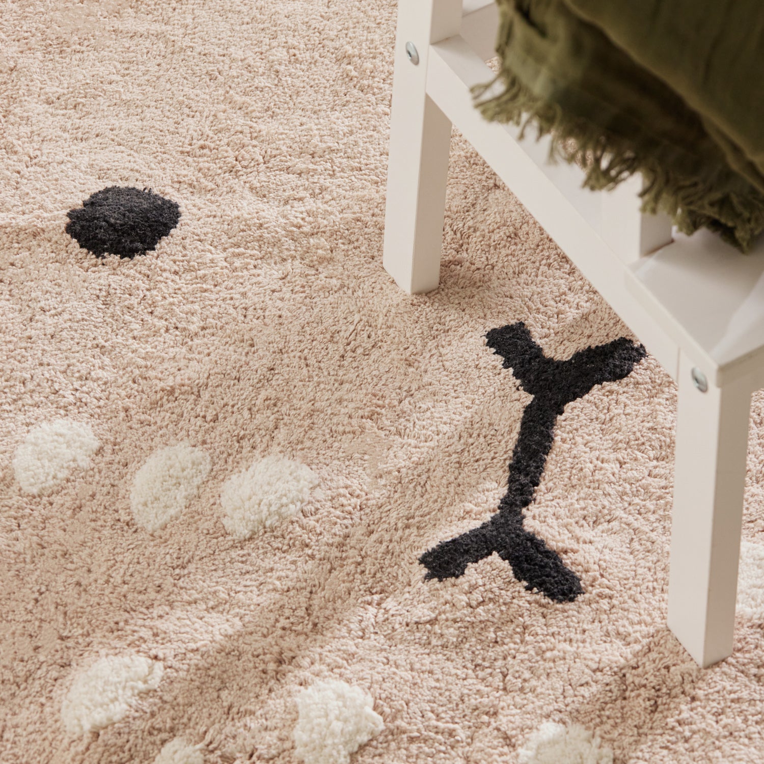 Tapis Enfant Tête Lapin Beige 120x152cm
