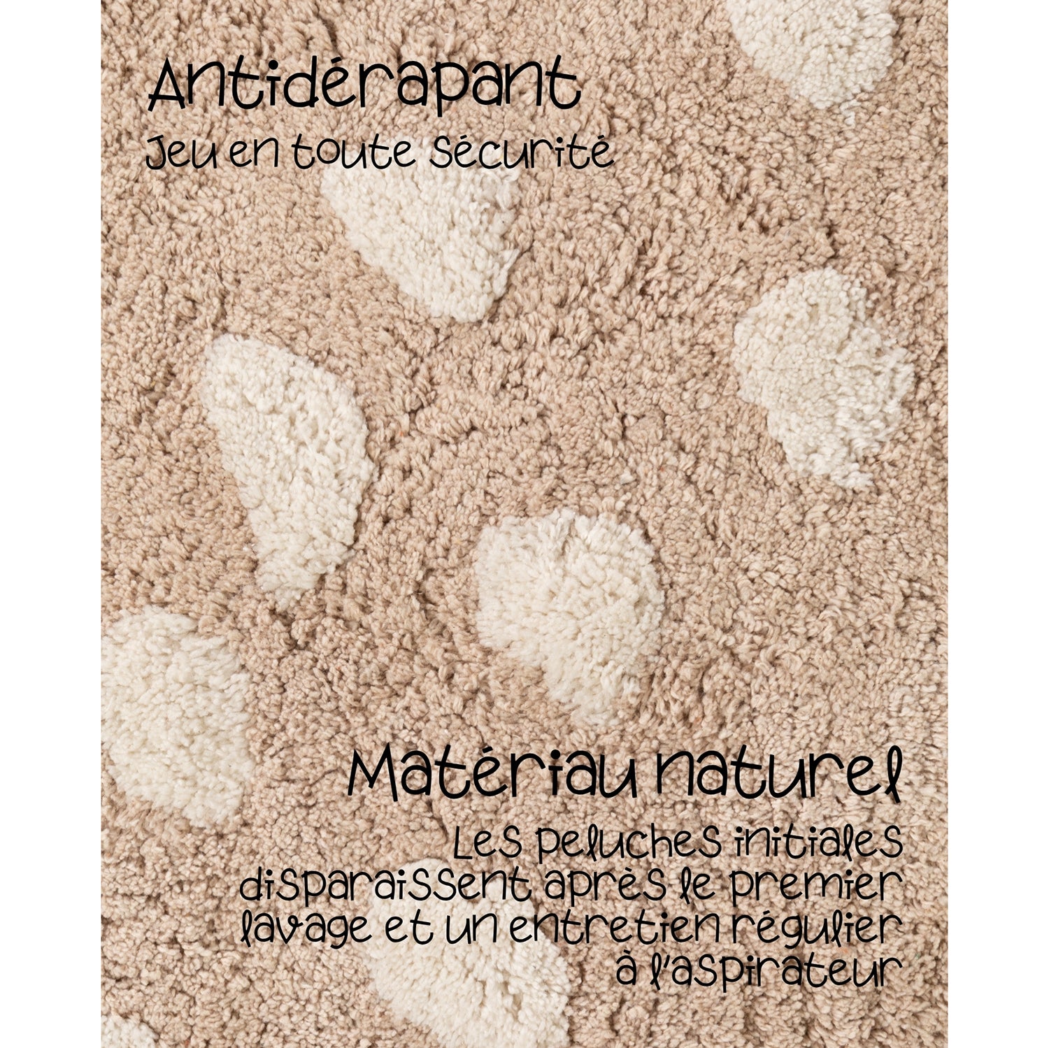 Tapis Enfant Tête Lapin Beige 120x152cm