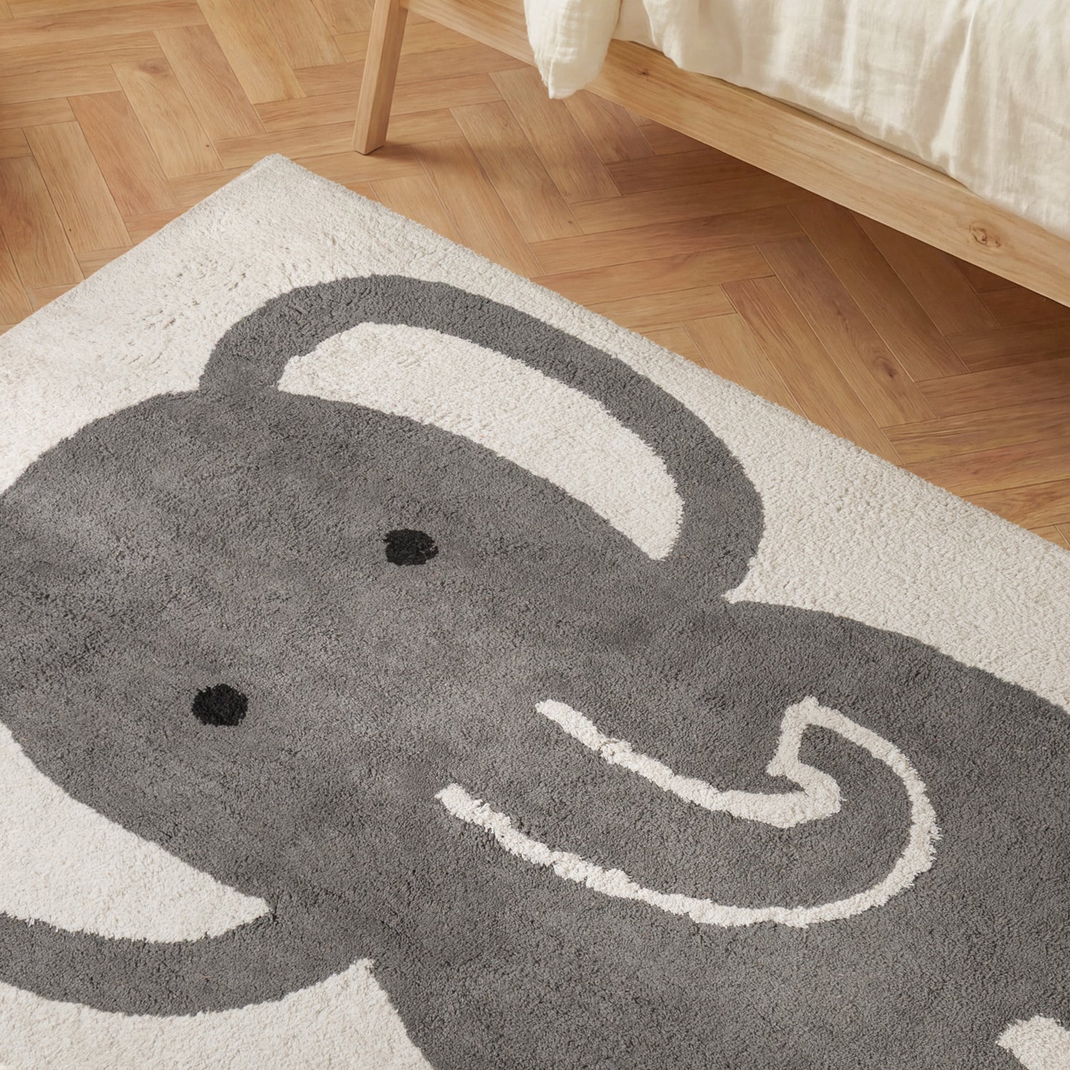 Tapis Enfant Elephant Crème et Gris 140x200cm