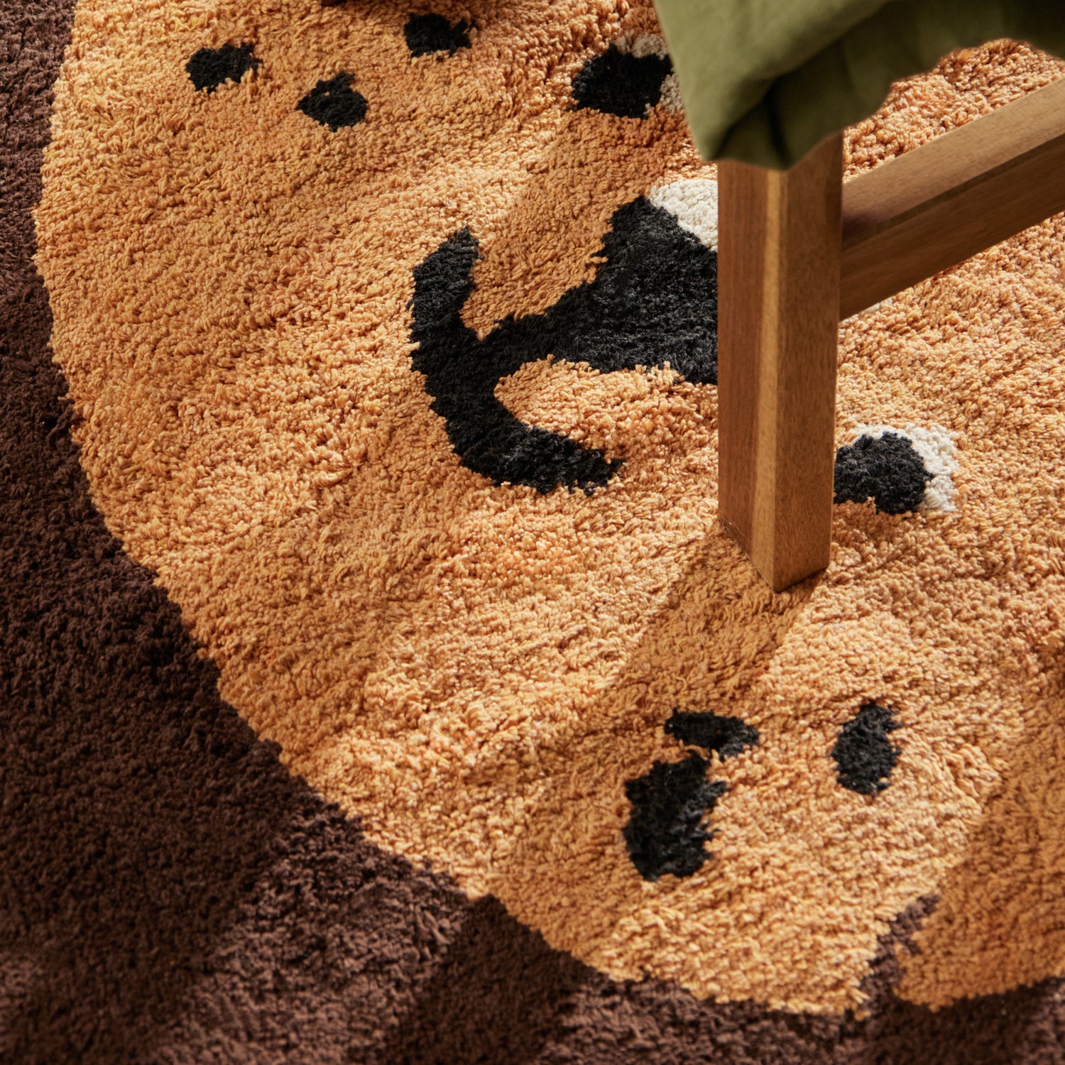 Tapis Enfant Tête Lion Brun 112x120cm