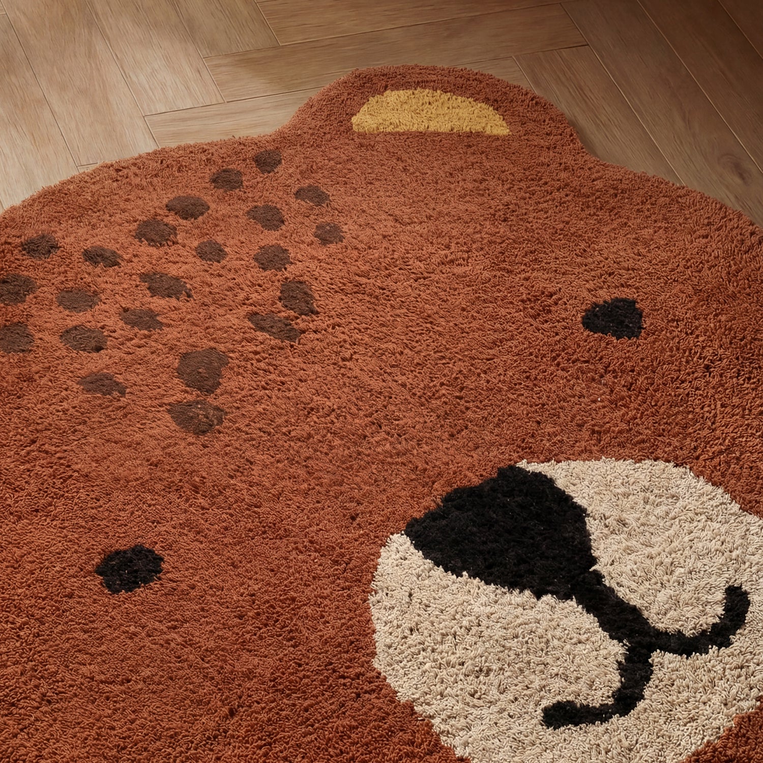 Tapis Enfant Tête Ours Berry Brun 120x149cm