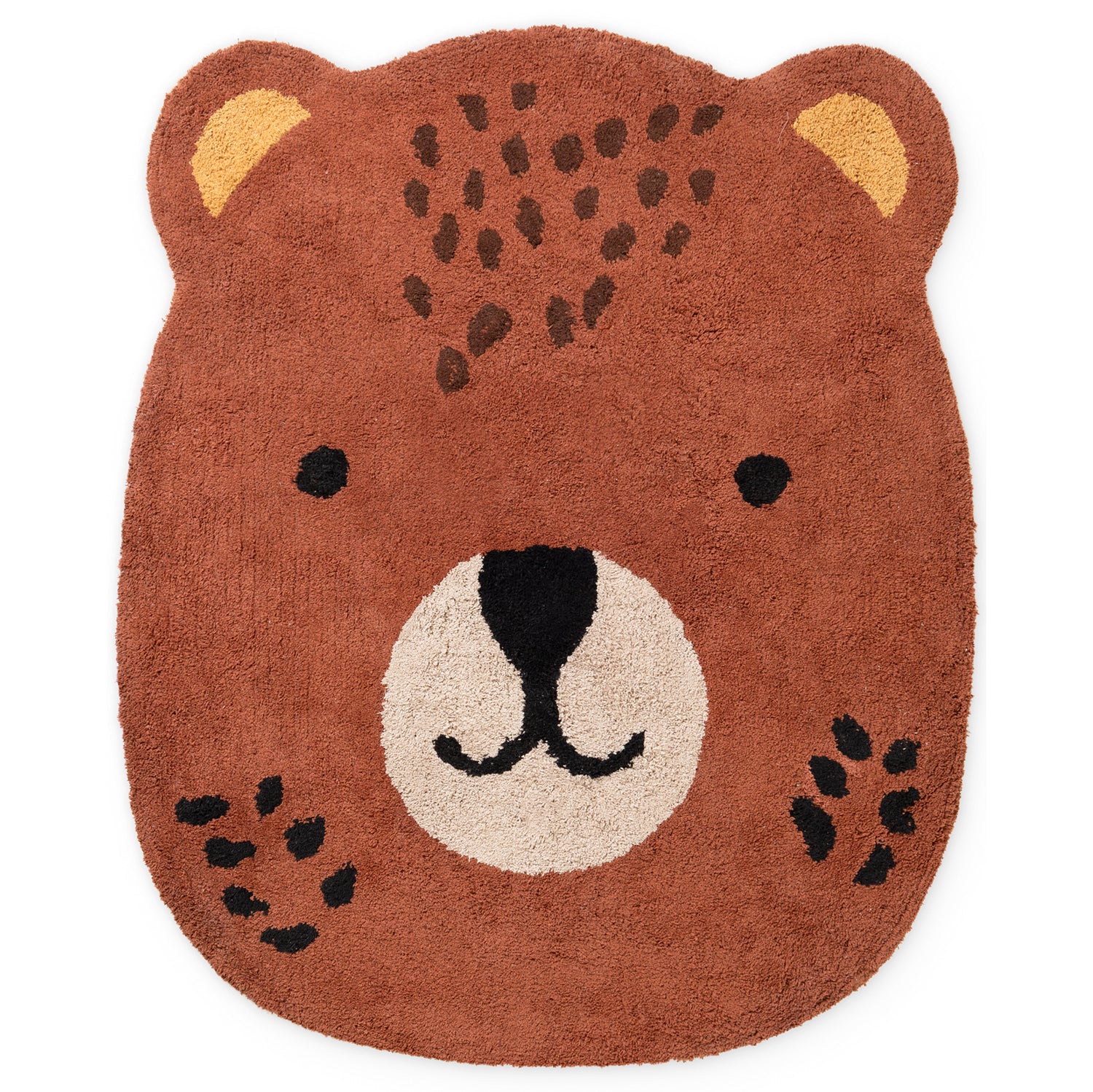 Tapis Enfant Tête Ours Berry Brun 120x149cm