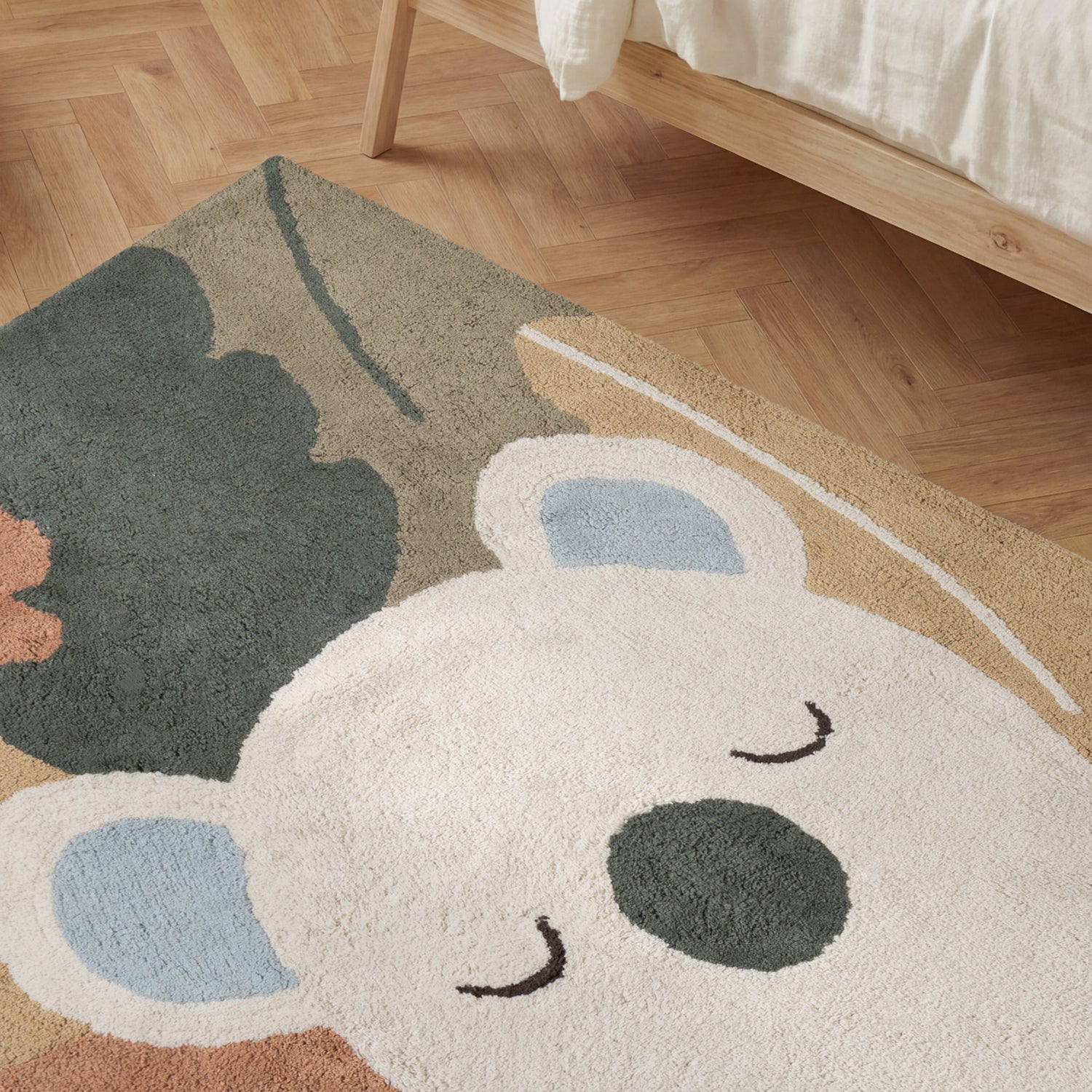 Tapis Enfant Koala Crème et Multicolore 140x200cm