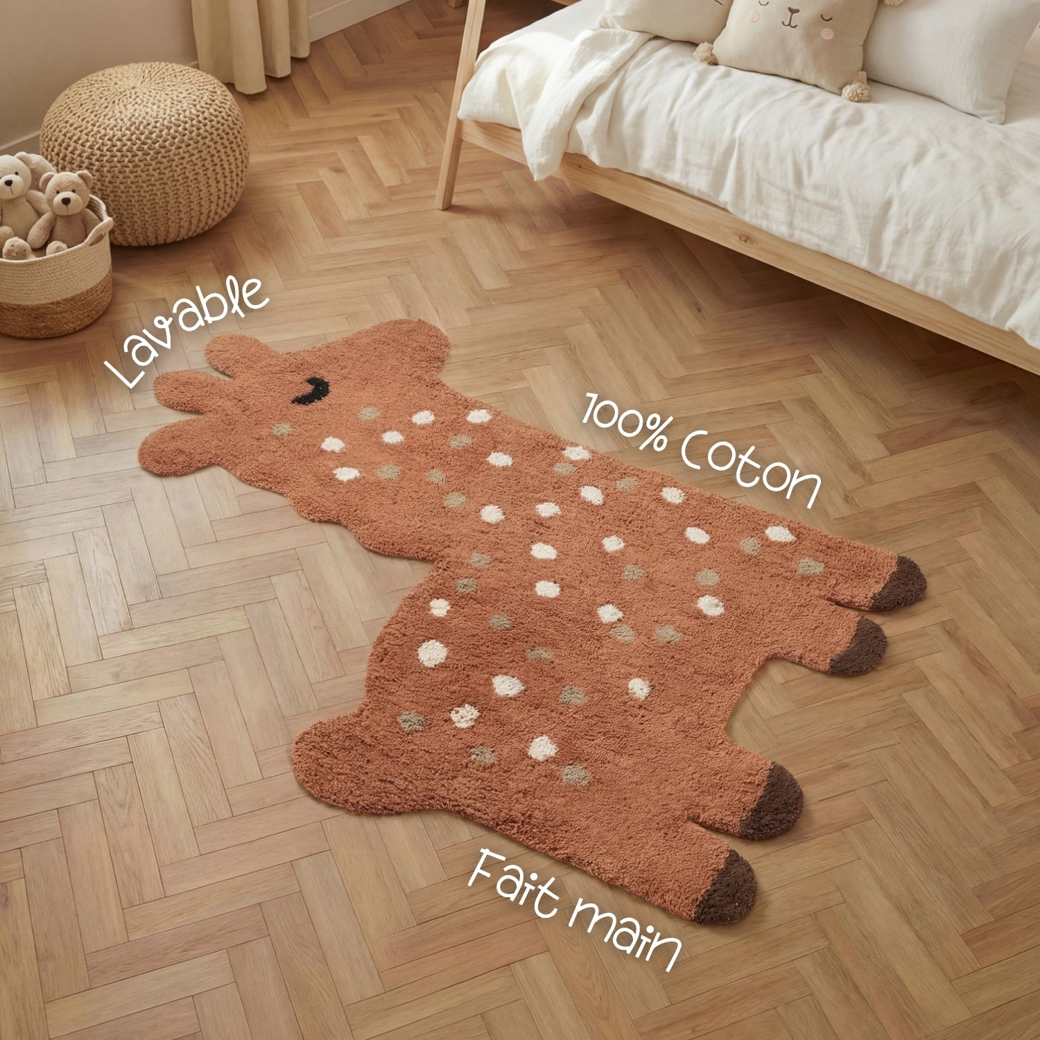 Tapis Enfant Forme Gino Brun 89x120cm