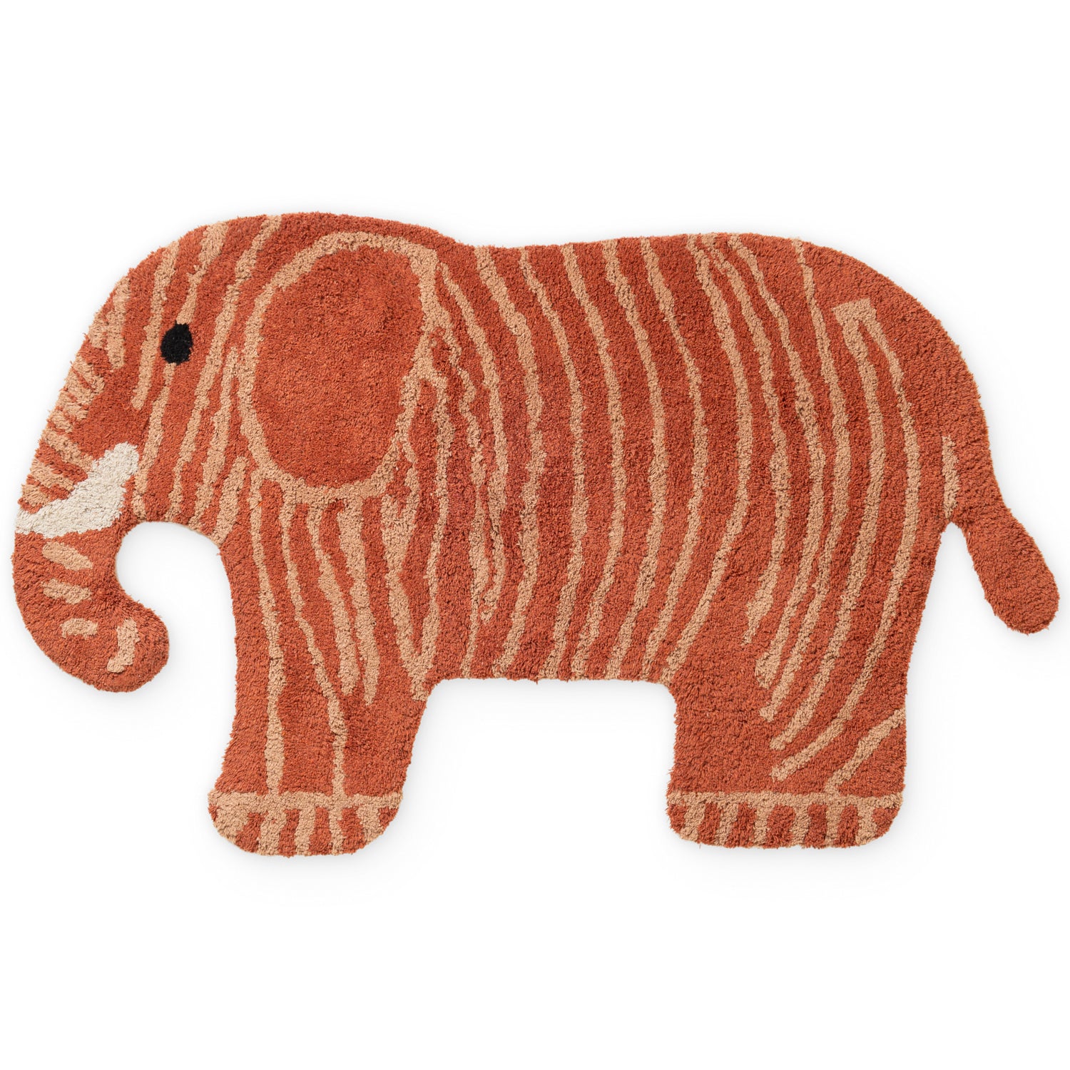 Tapis Enfant Forme Elephant Rouge Marron 75x120cm