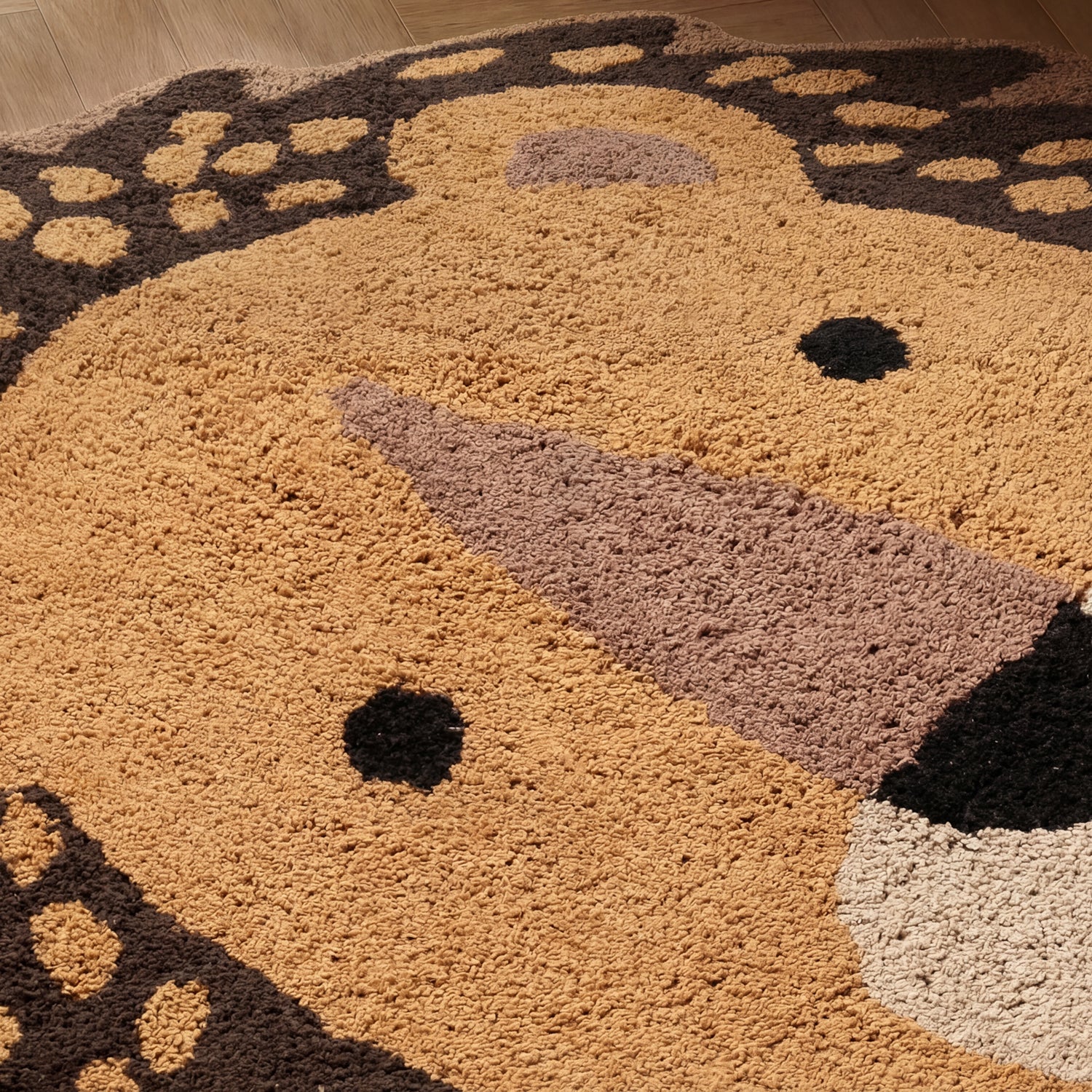 Tapis Enfant Tête Lion Roar Marron 120x125cm