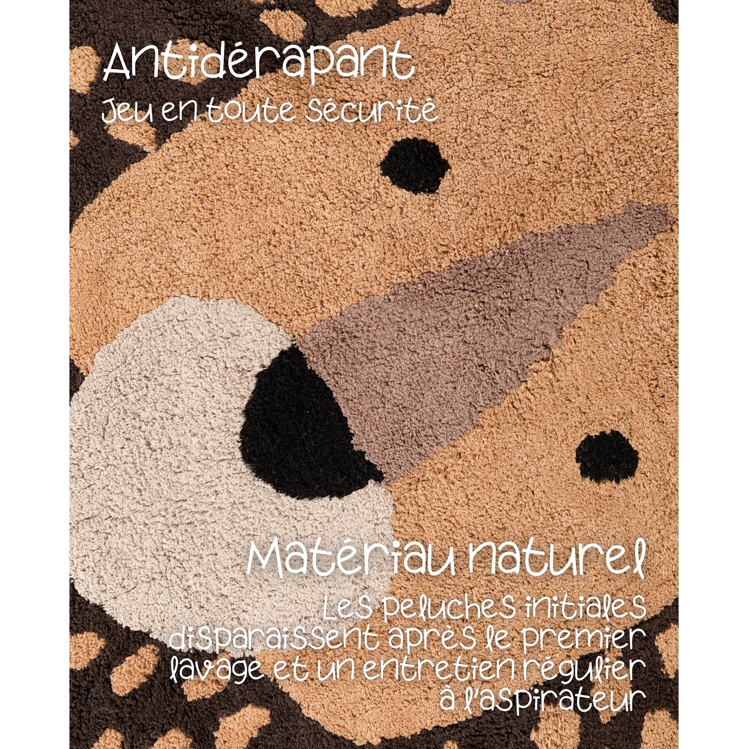 Tapis Enfant Tête Lion Roar Marron 120x125cm