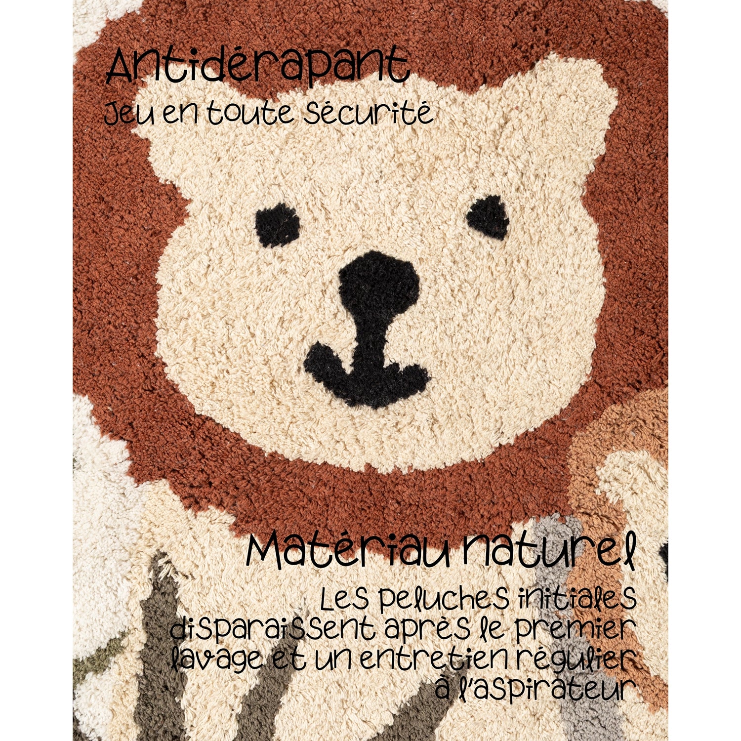 Tapis Enfant Lion Savane Multicolore 140x200cm