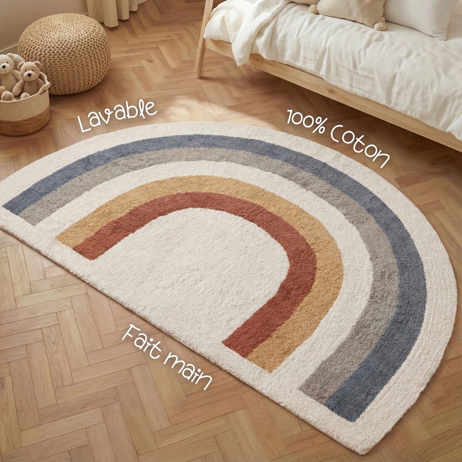 Tapis Enfant Forme Arc en Ciel 140x200cm