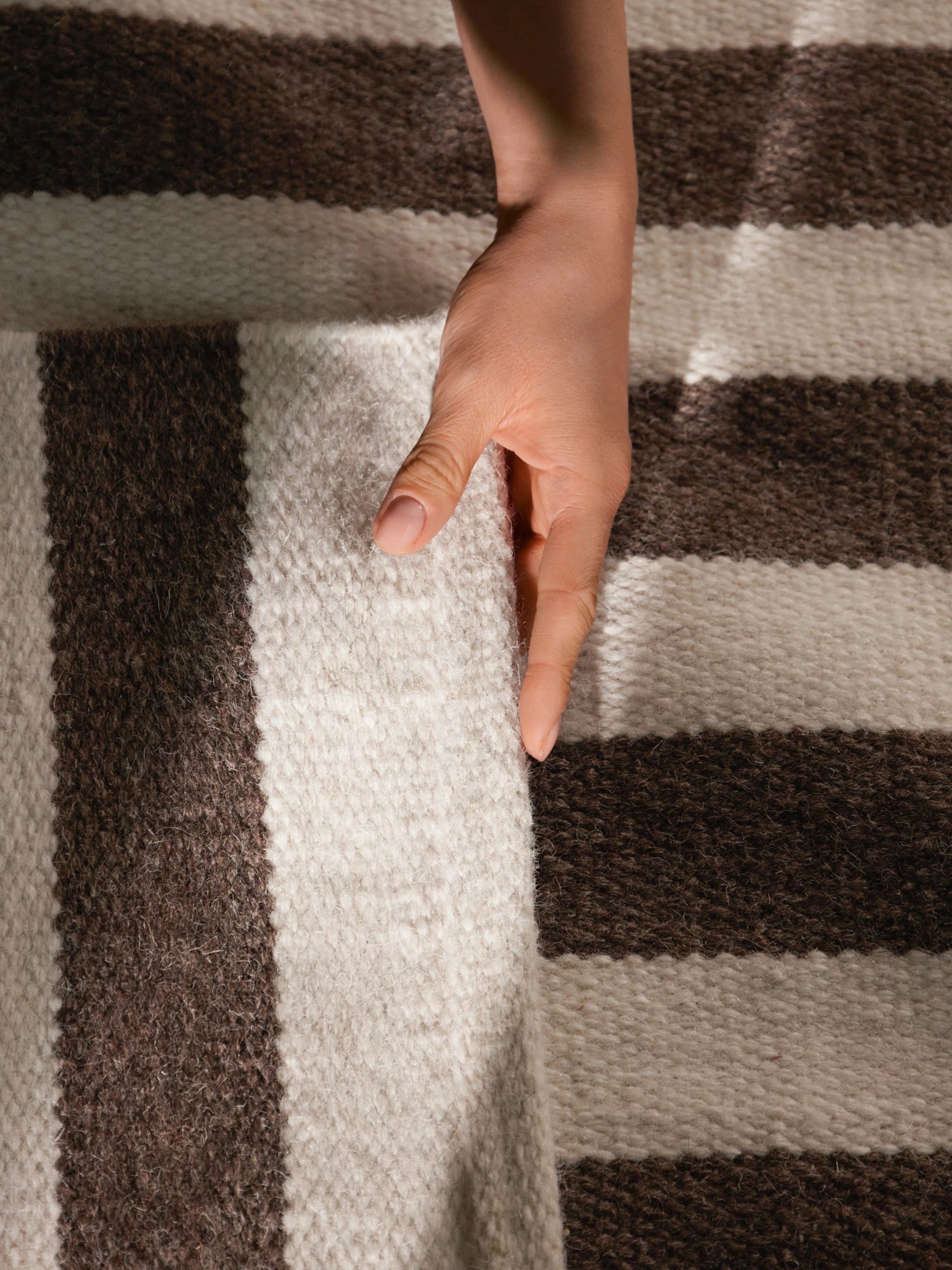 Tapis Laine fait main Marron et Crème XL