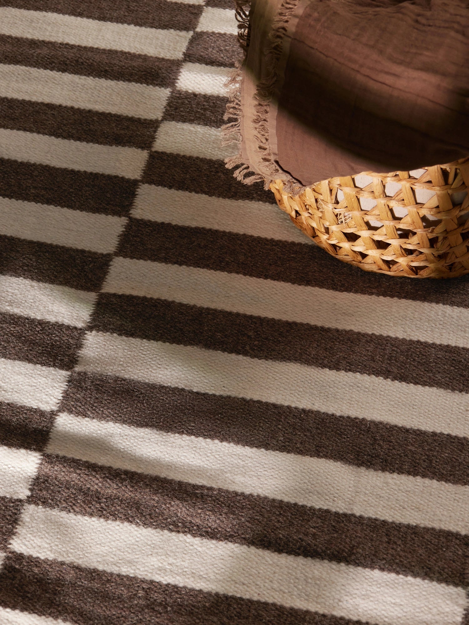 Tapis Laine fait main Marron et Crème XL