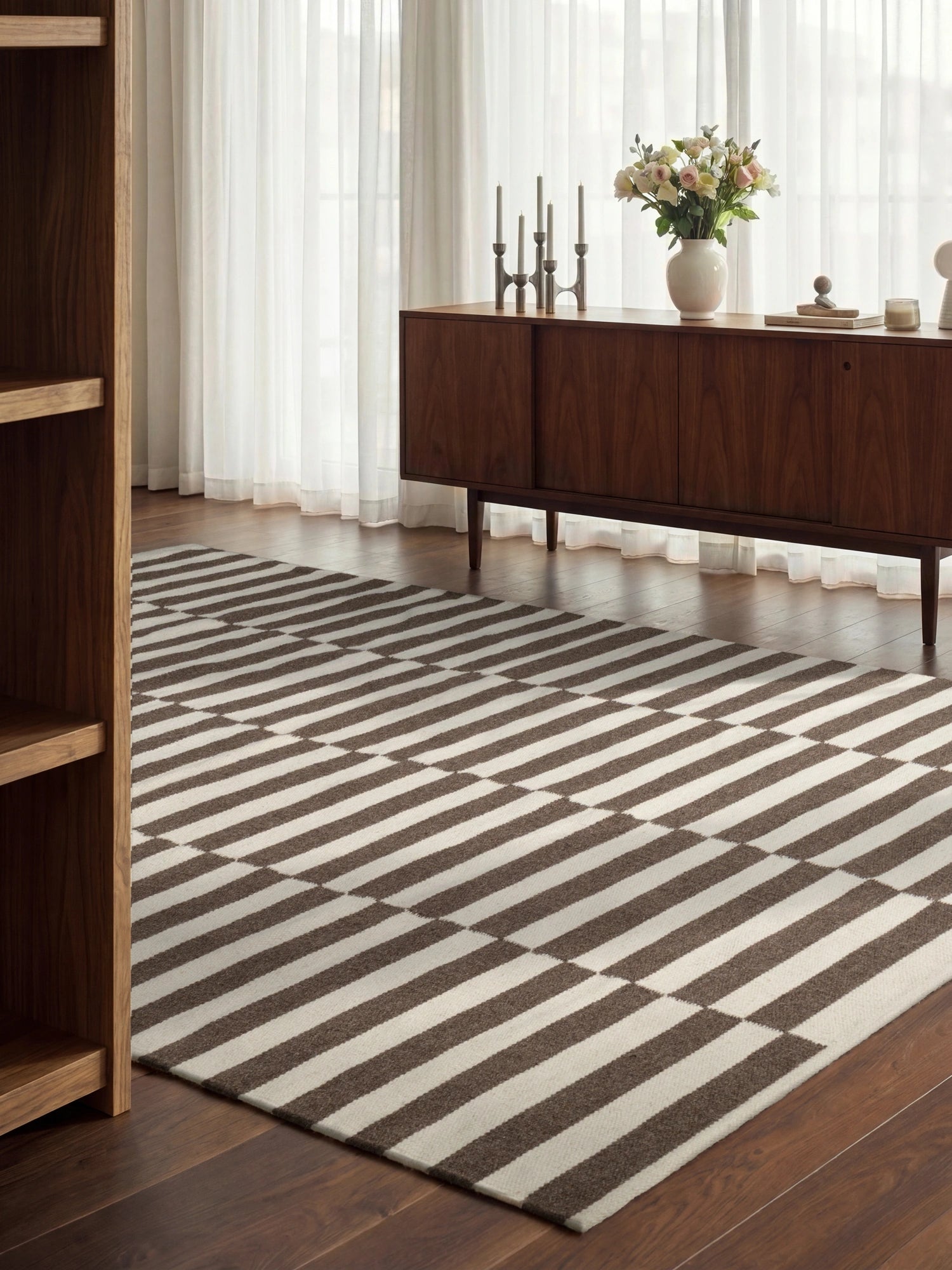Tapis Laine fait main Marron et Crème XL