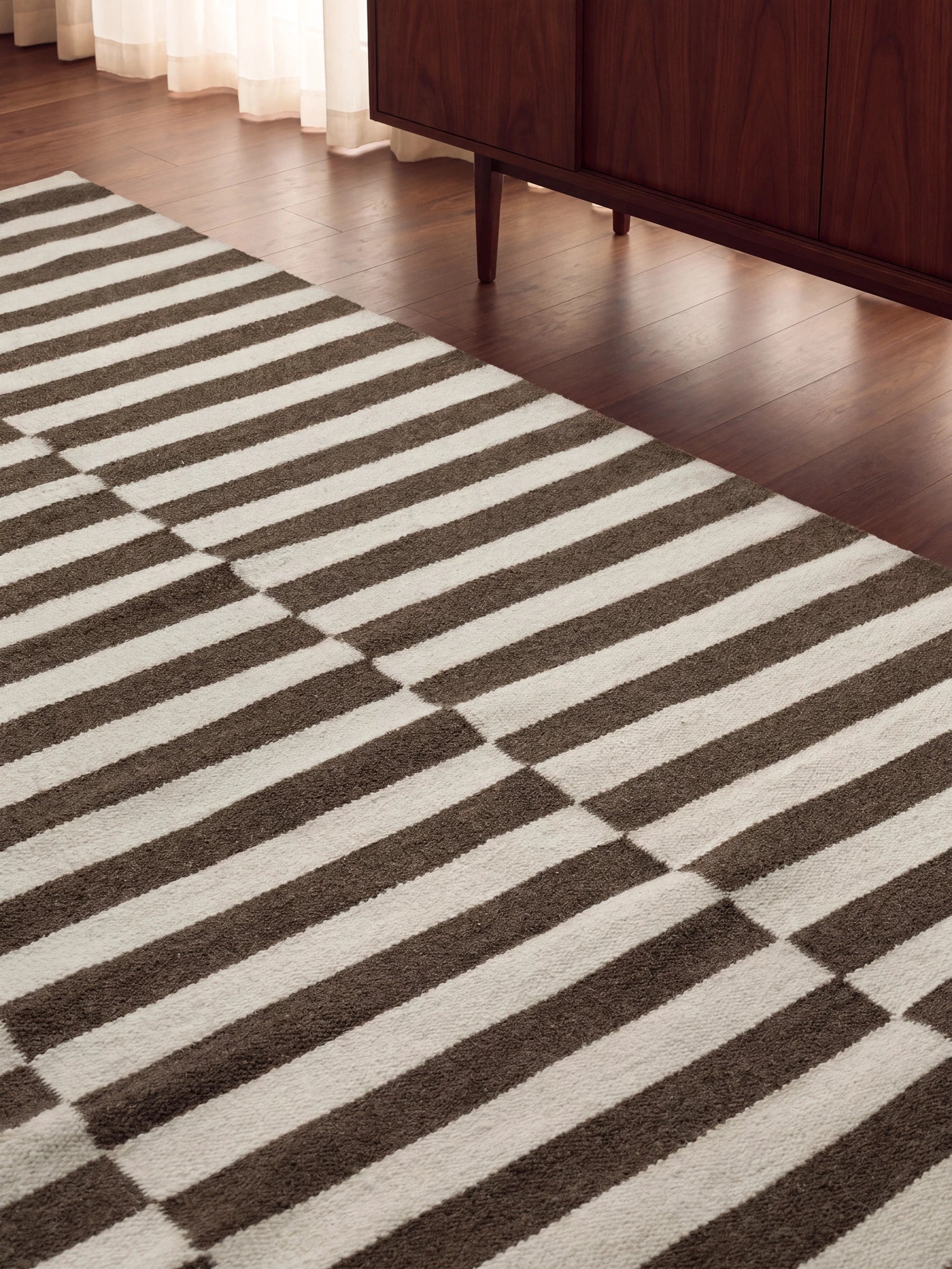 Tapis Laine fait main Marron et Crème XL