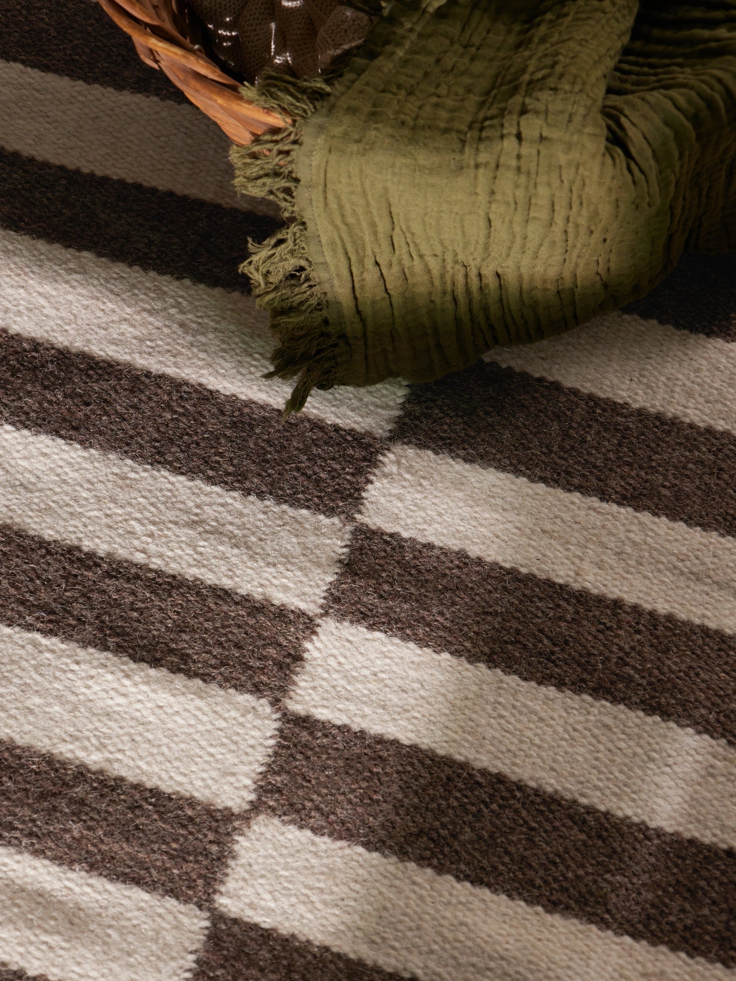 Tapis Laine fait main Marron et Crème XS
