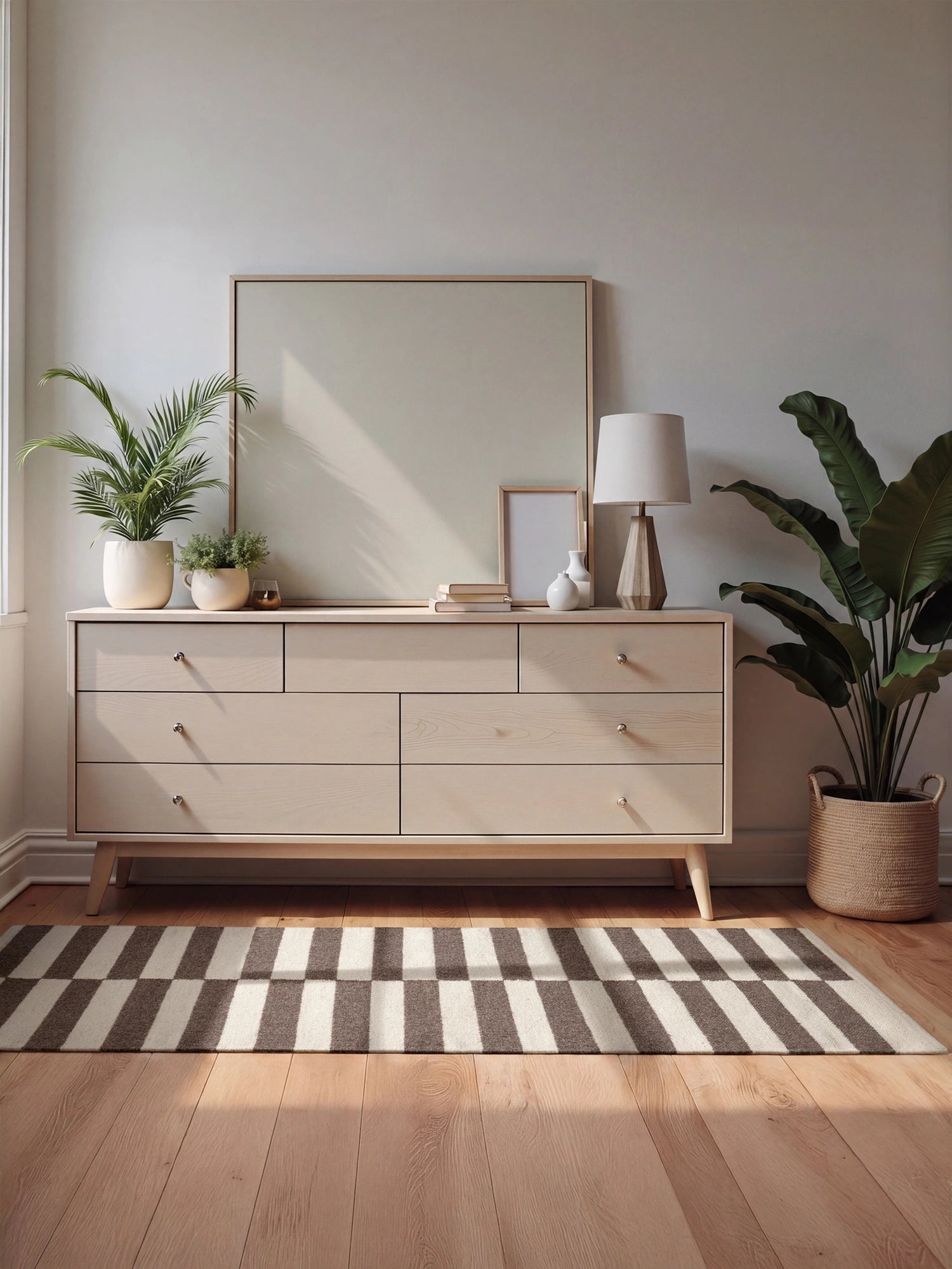 Tapis Laine fait main Marron et Crème XS