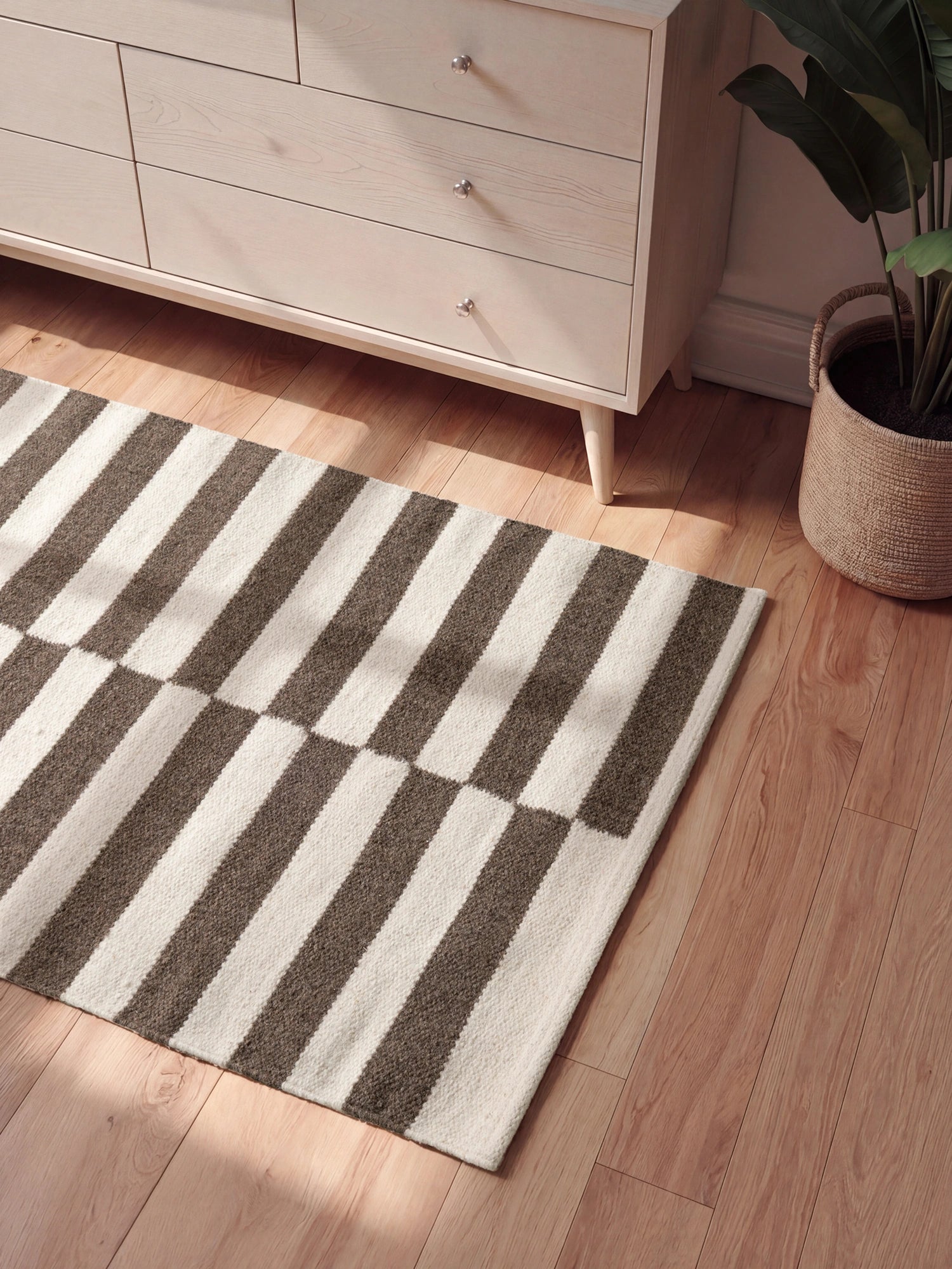 Tapis Laine fait main Marron et Crème XS