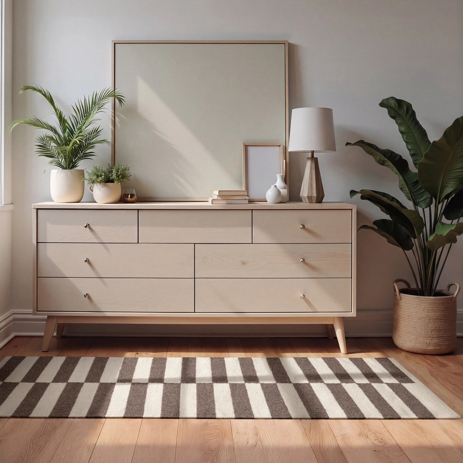 Tapis Laine fait main Marron et Crème XS