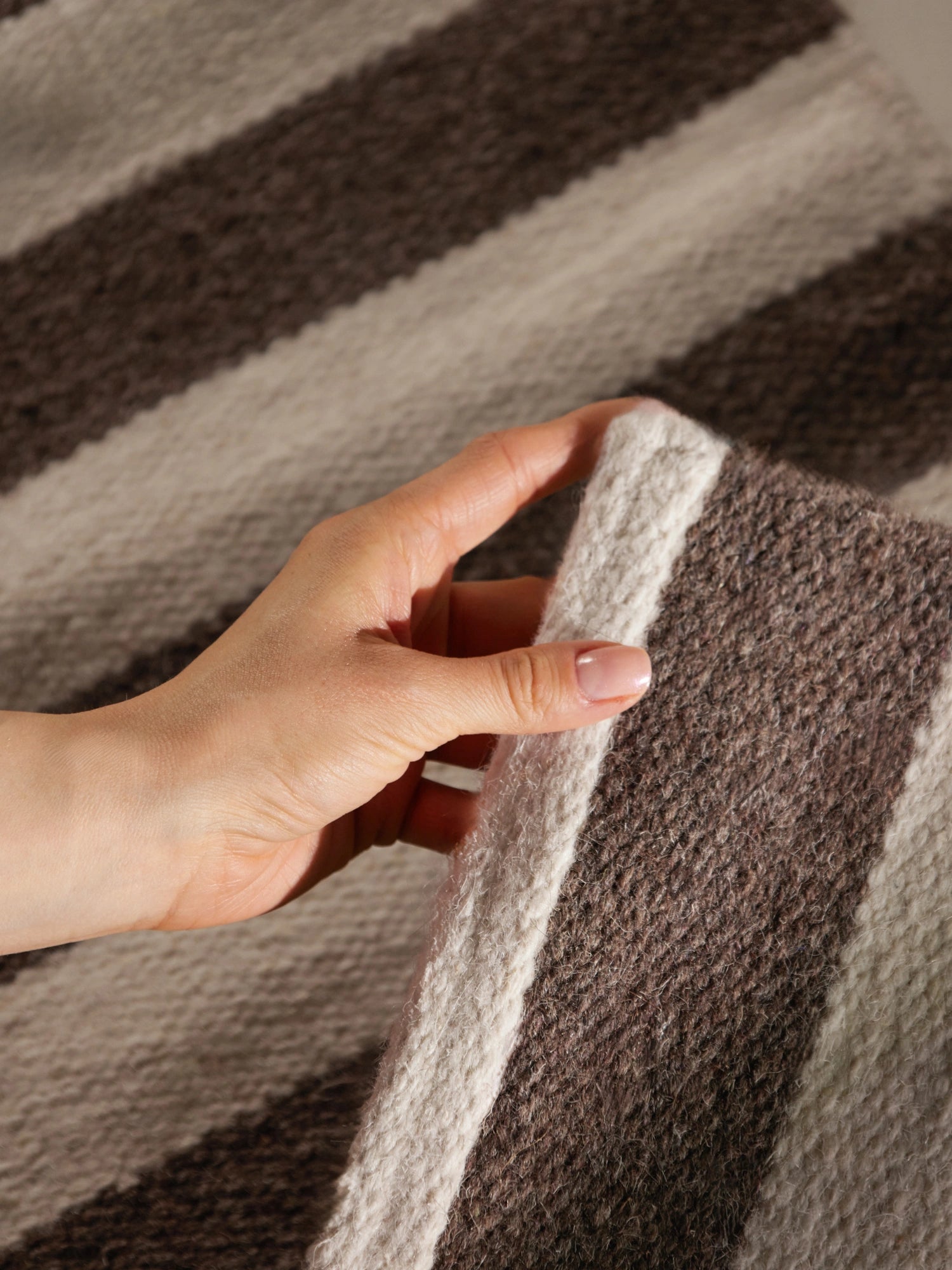 Tapis Laine fait main Marron et Crème S