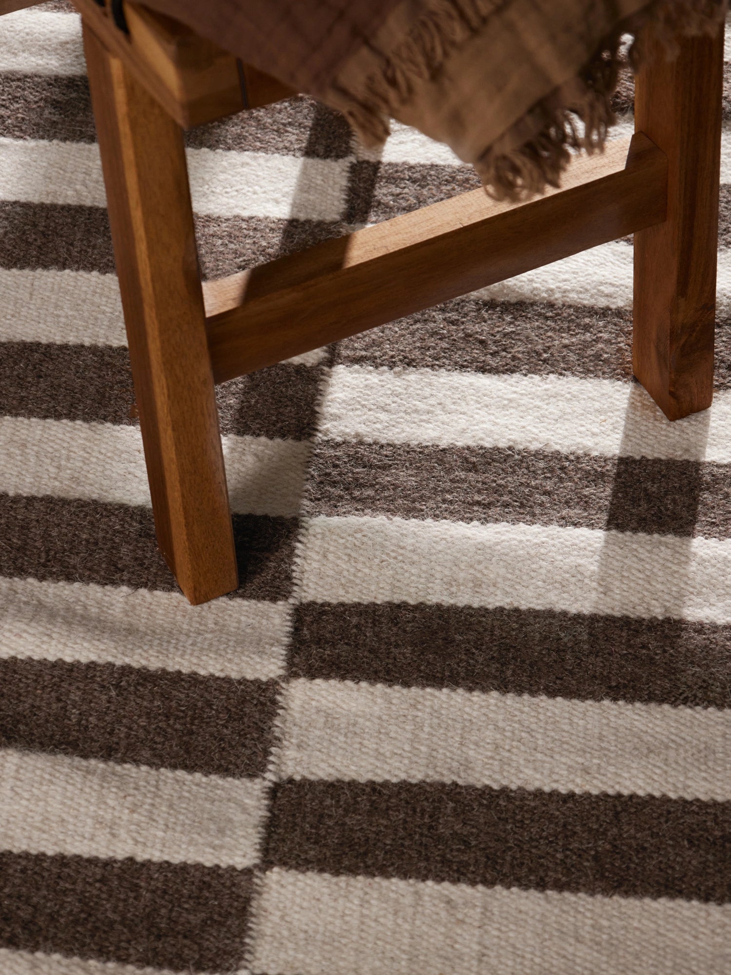 Tapis Laine fait main Marron et Crème S