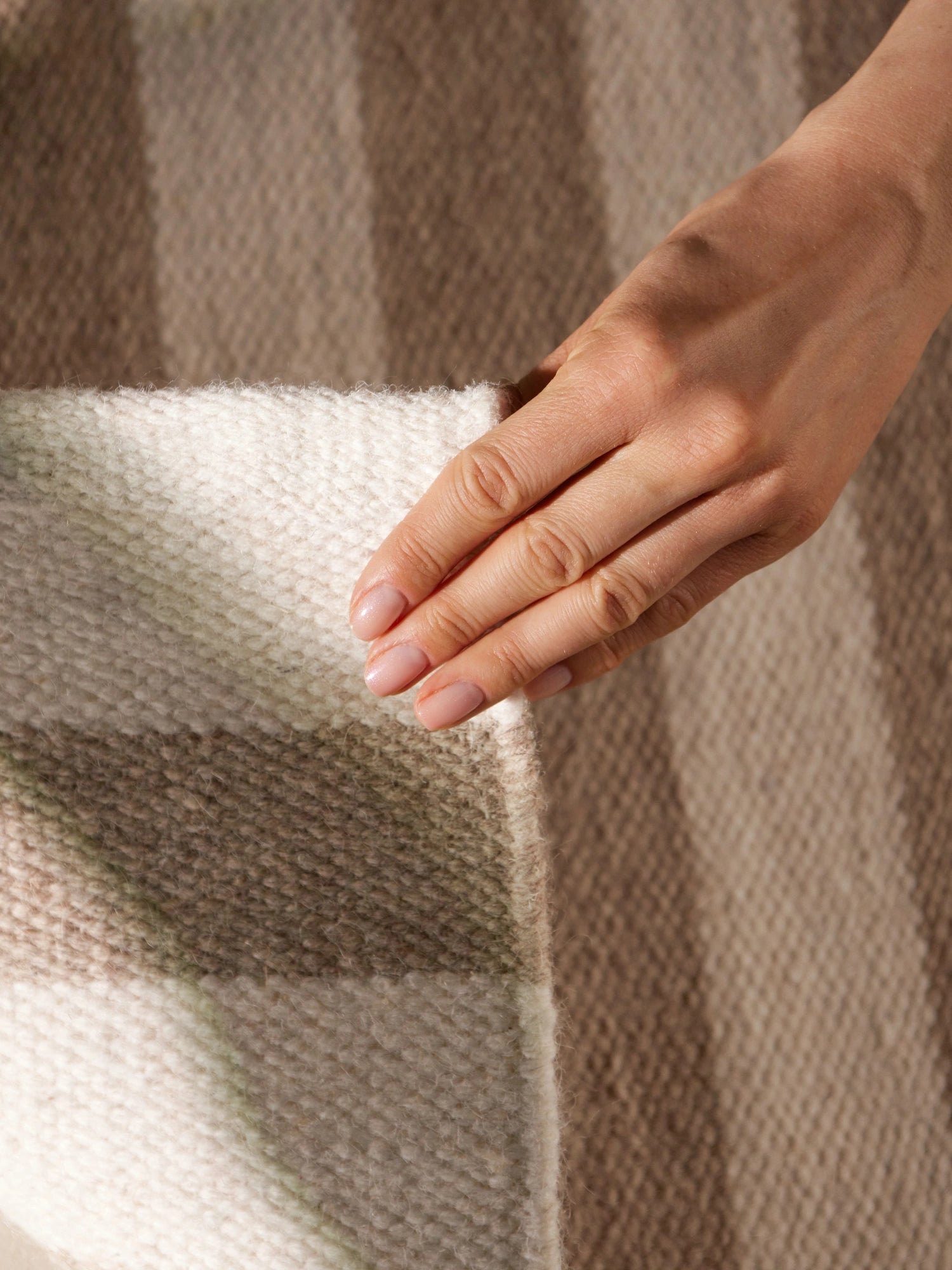 Tapis Laine fait main Beige et Crème M/L