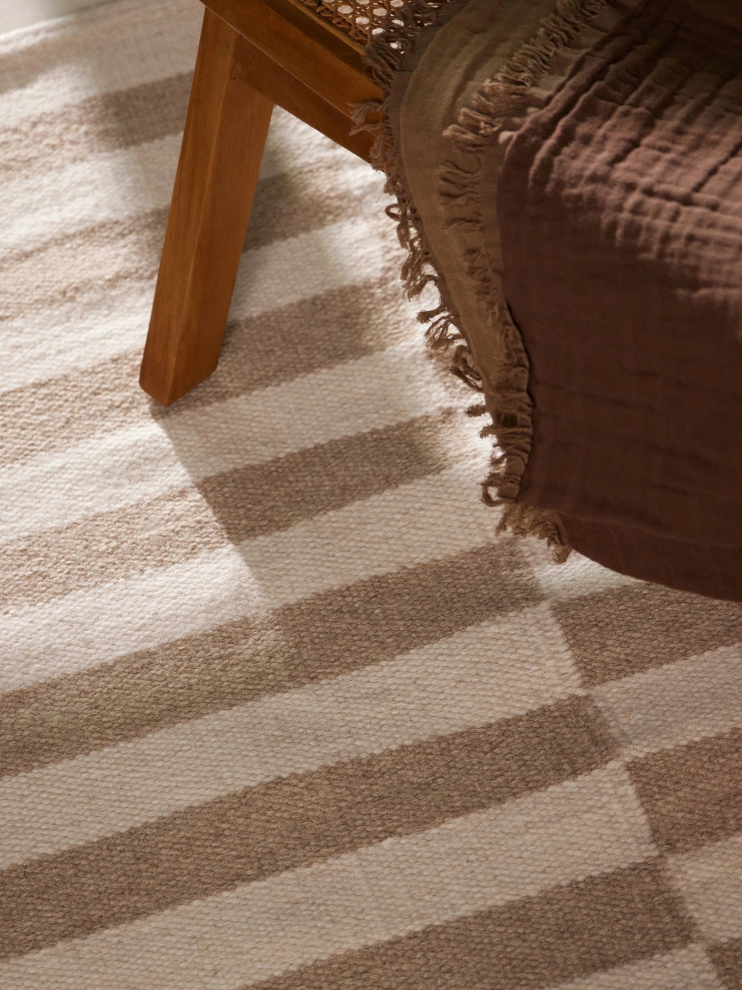 Tapis Laine fait main Beige et Crème M/L