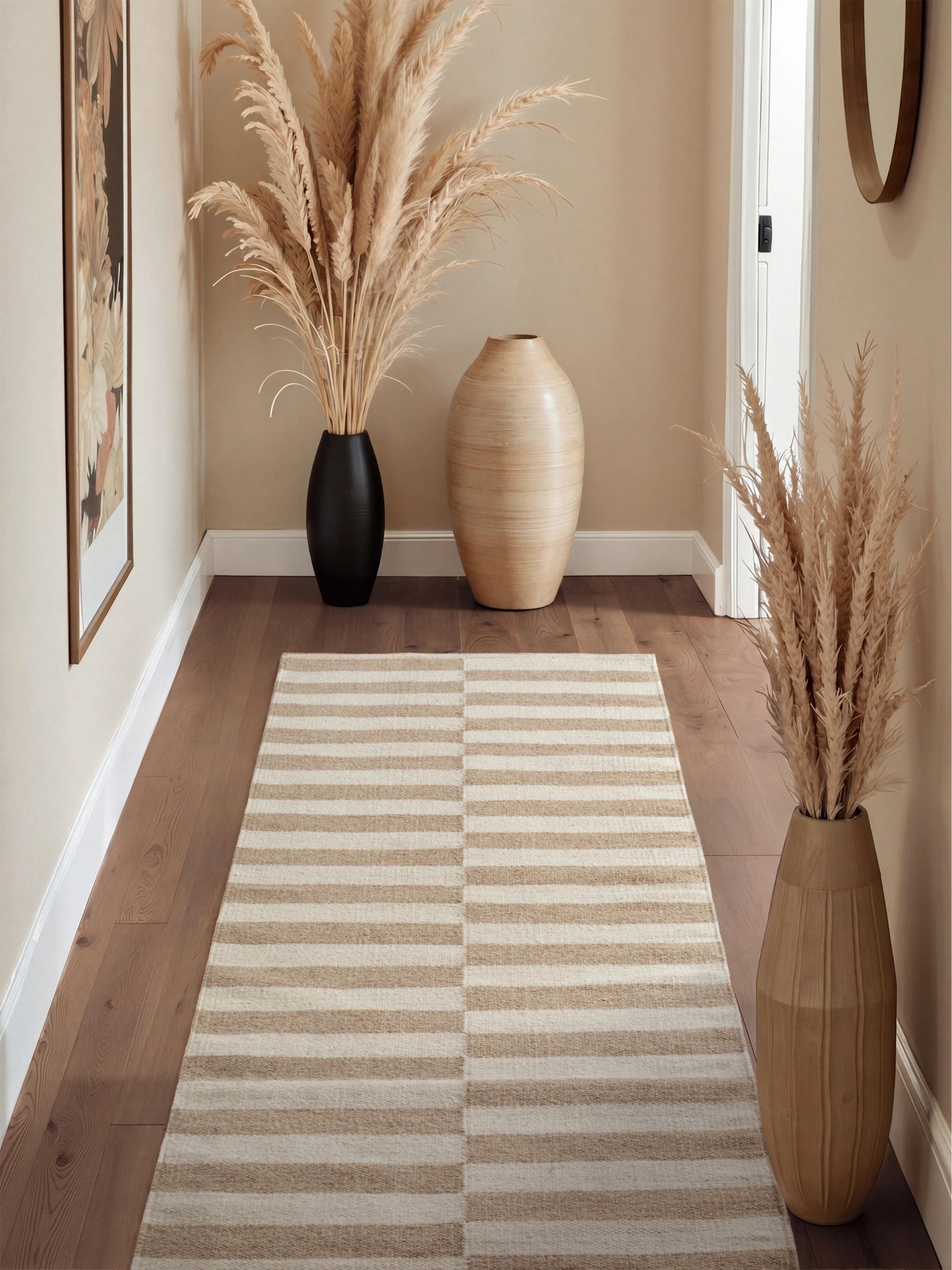 Tapis Laine fait main Beige et Crème S